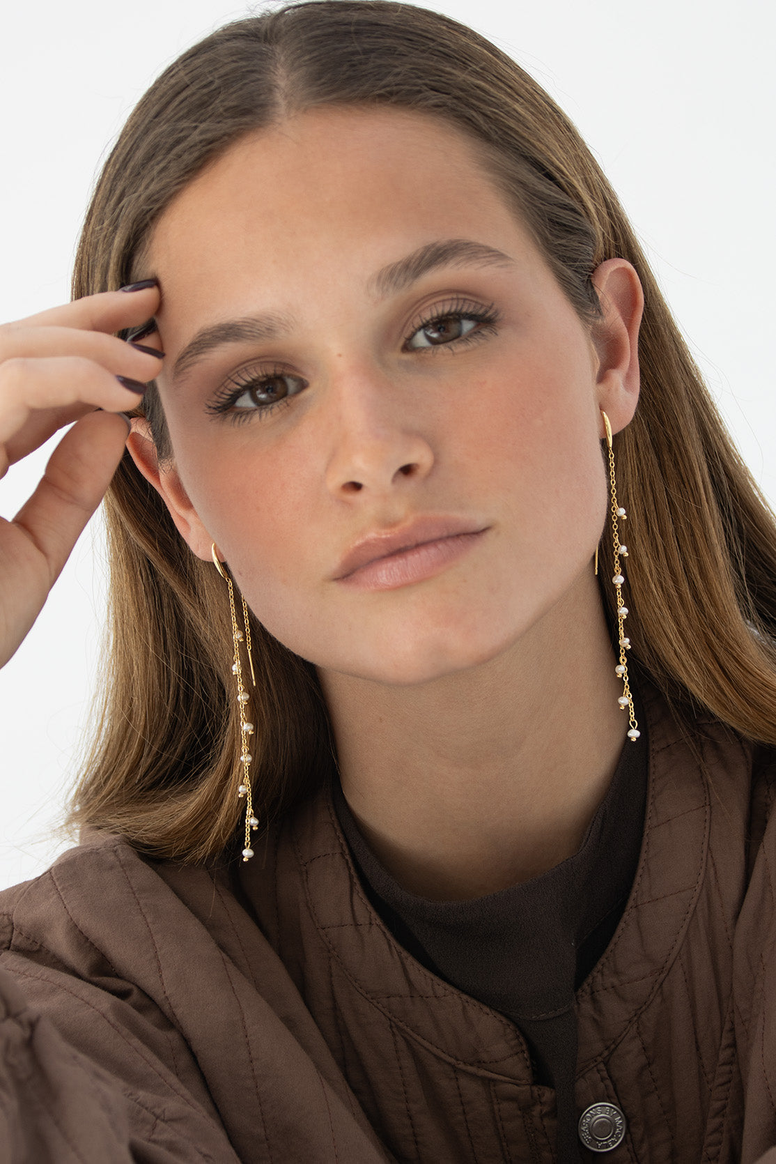 Double Chain Pearl Earrings (Unit)