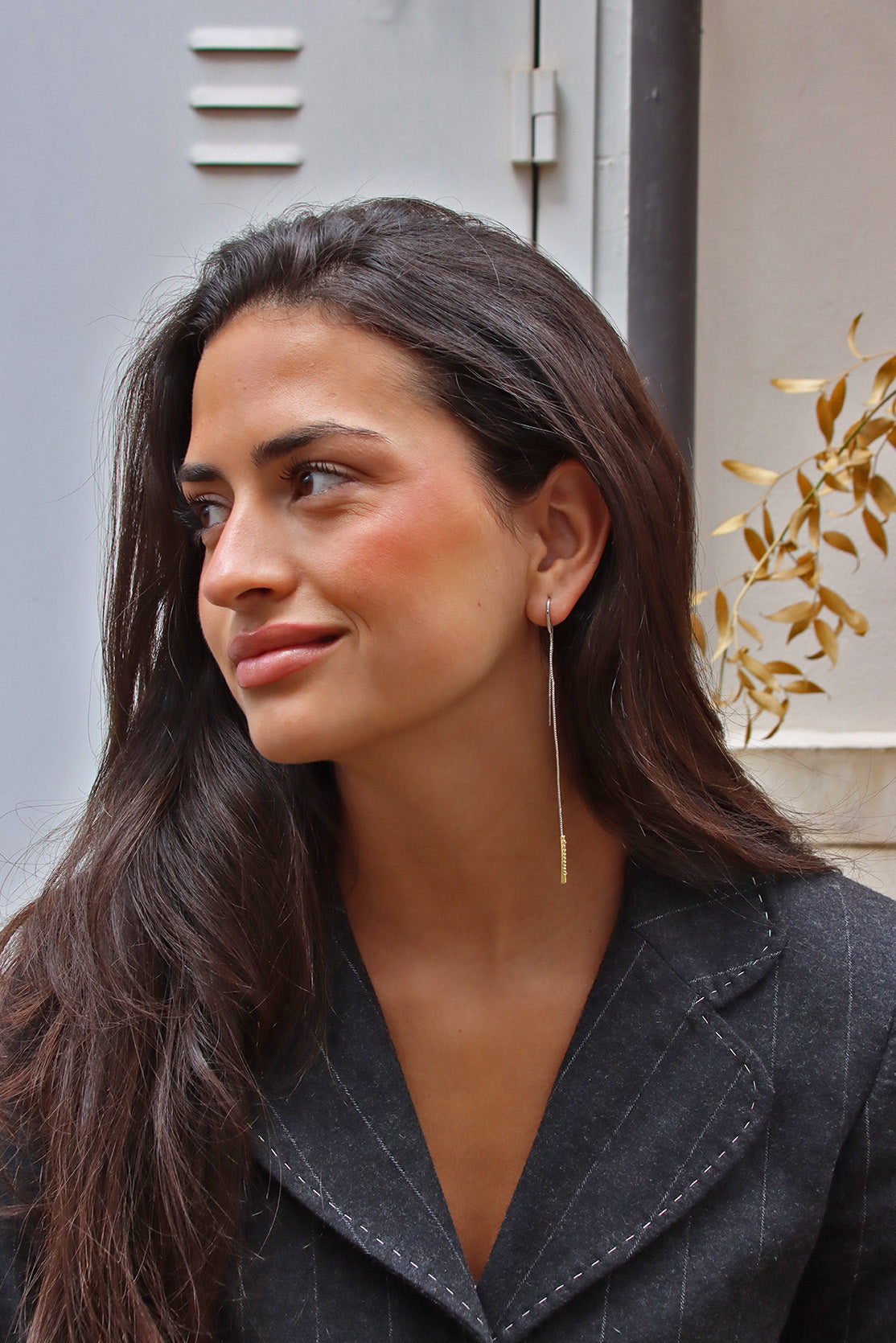Boucle d'oreille mixte à double chaîne évasée (unité)