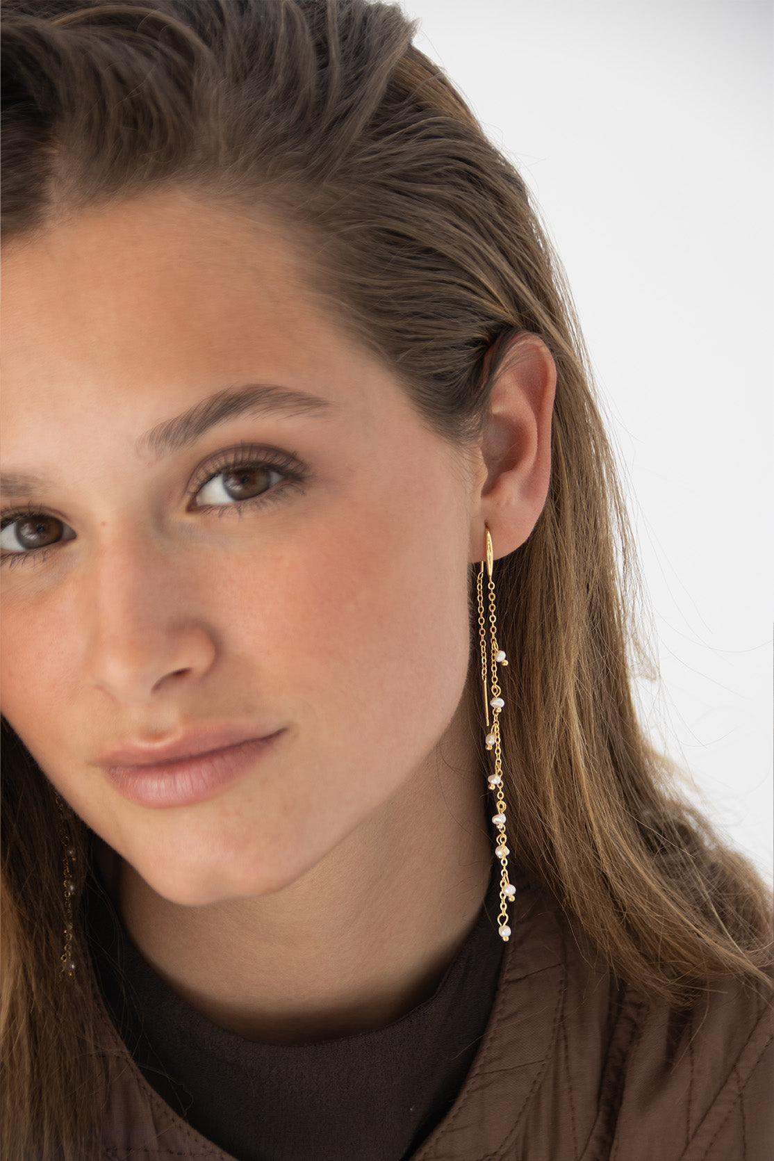 Double Chain Pearl Earrings (Unit)