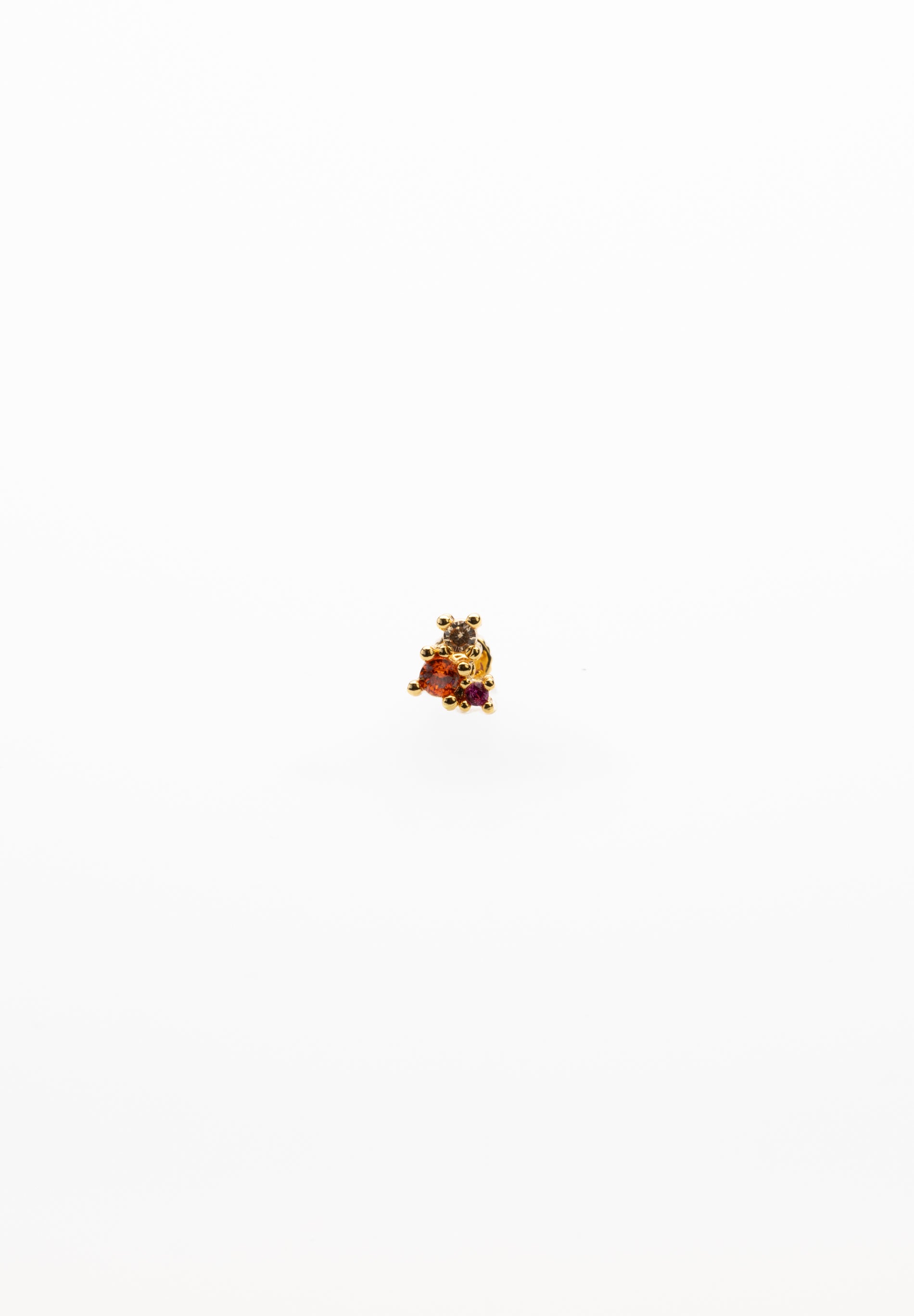 Mini Pendiente Circon Naranja y Rosa