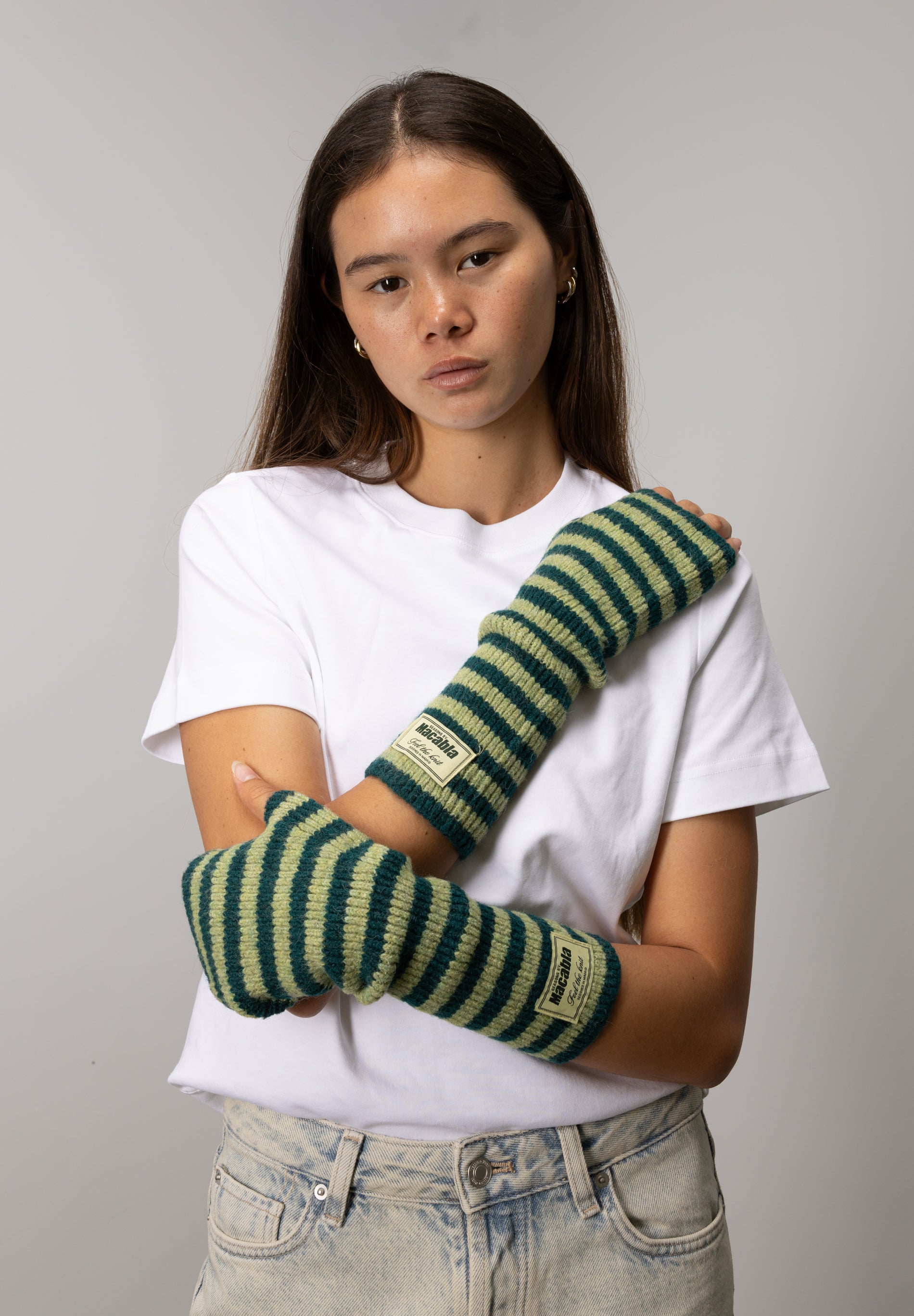Dark Green and Green Mittens