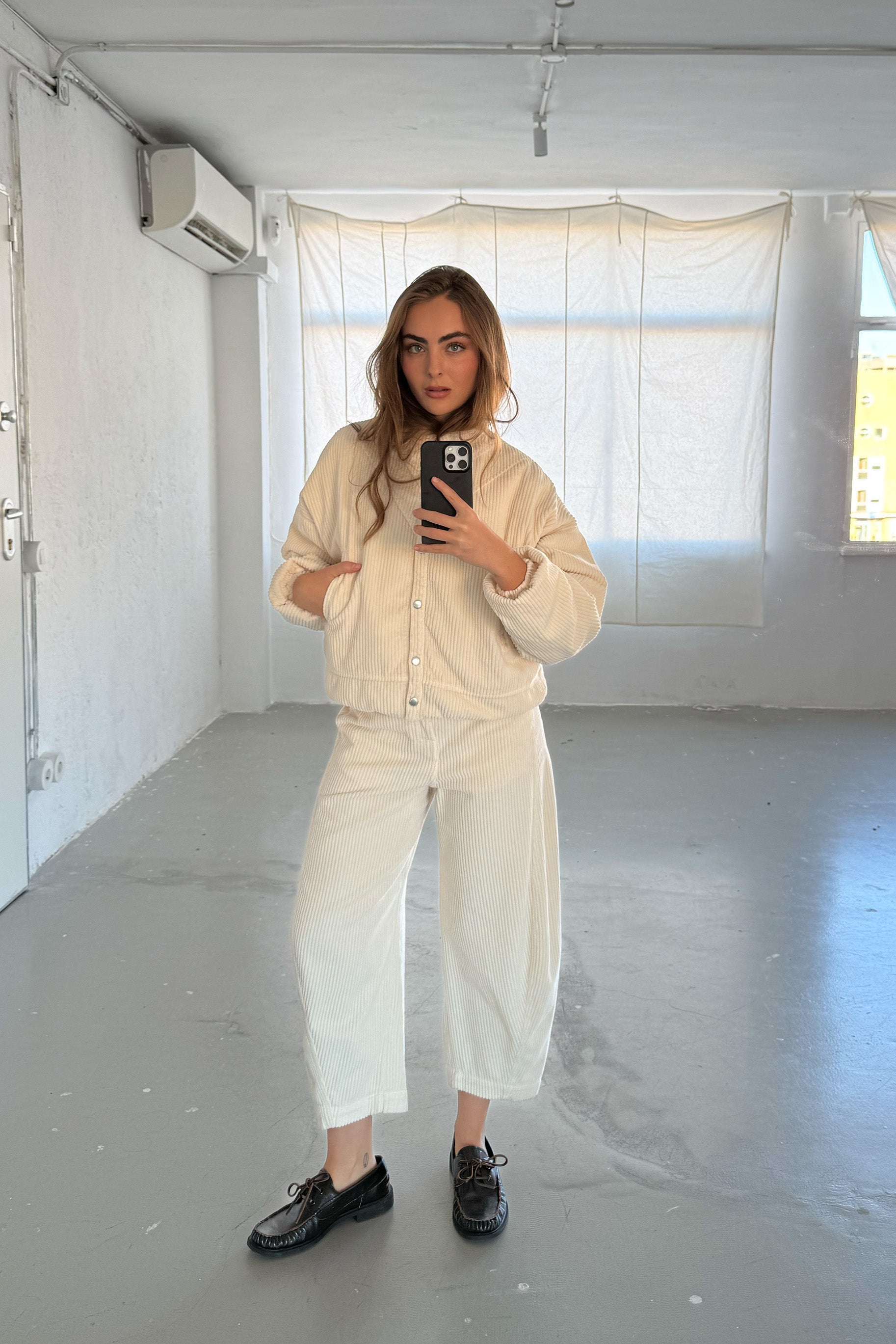 Ecru Corduroy Balloon Trousers