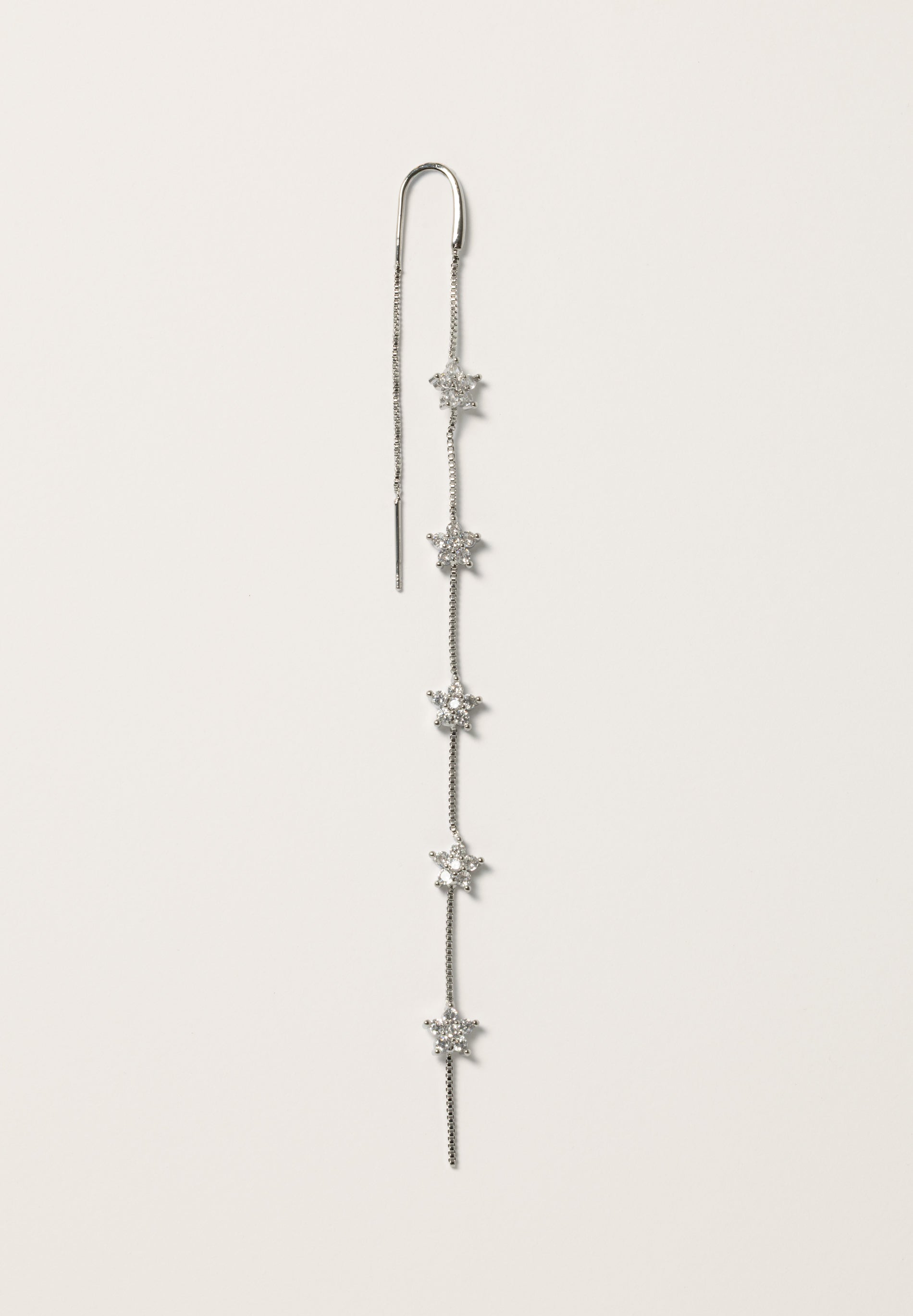 Boucle d'oreille chaîne double fleur (unité)