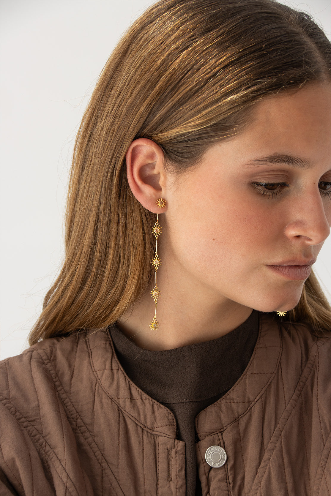 Brown Sun Detachable Earrings