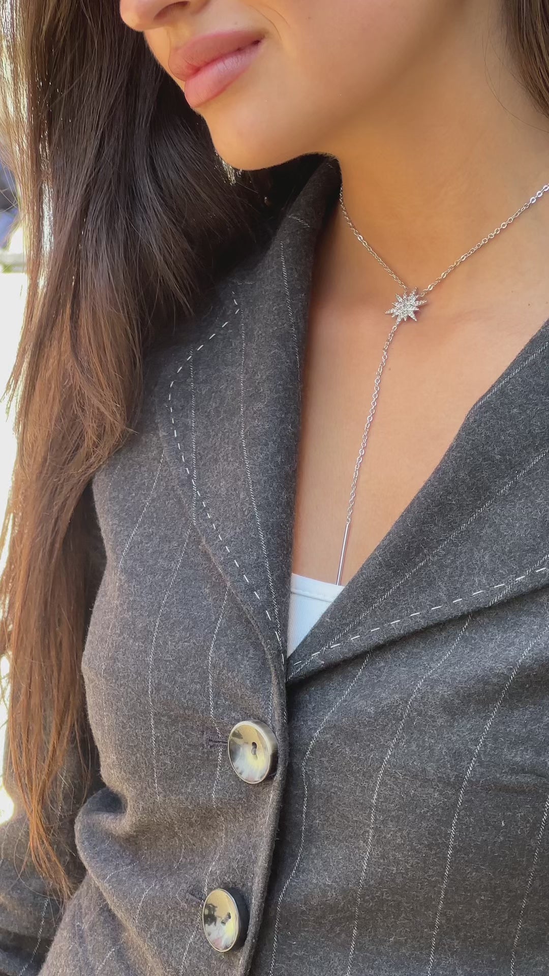 Collier long étoile blanche