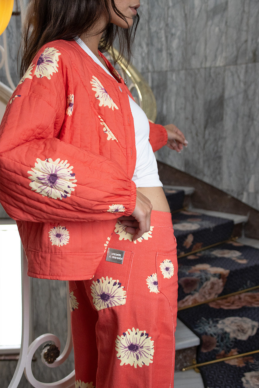 Pantalón Recto Flores Maxi