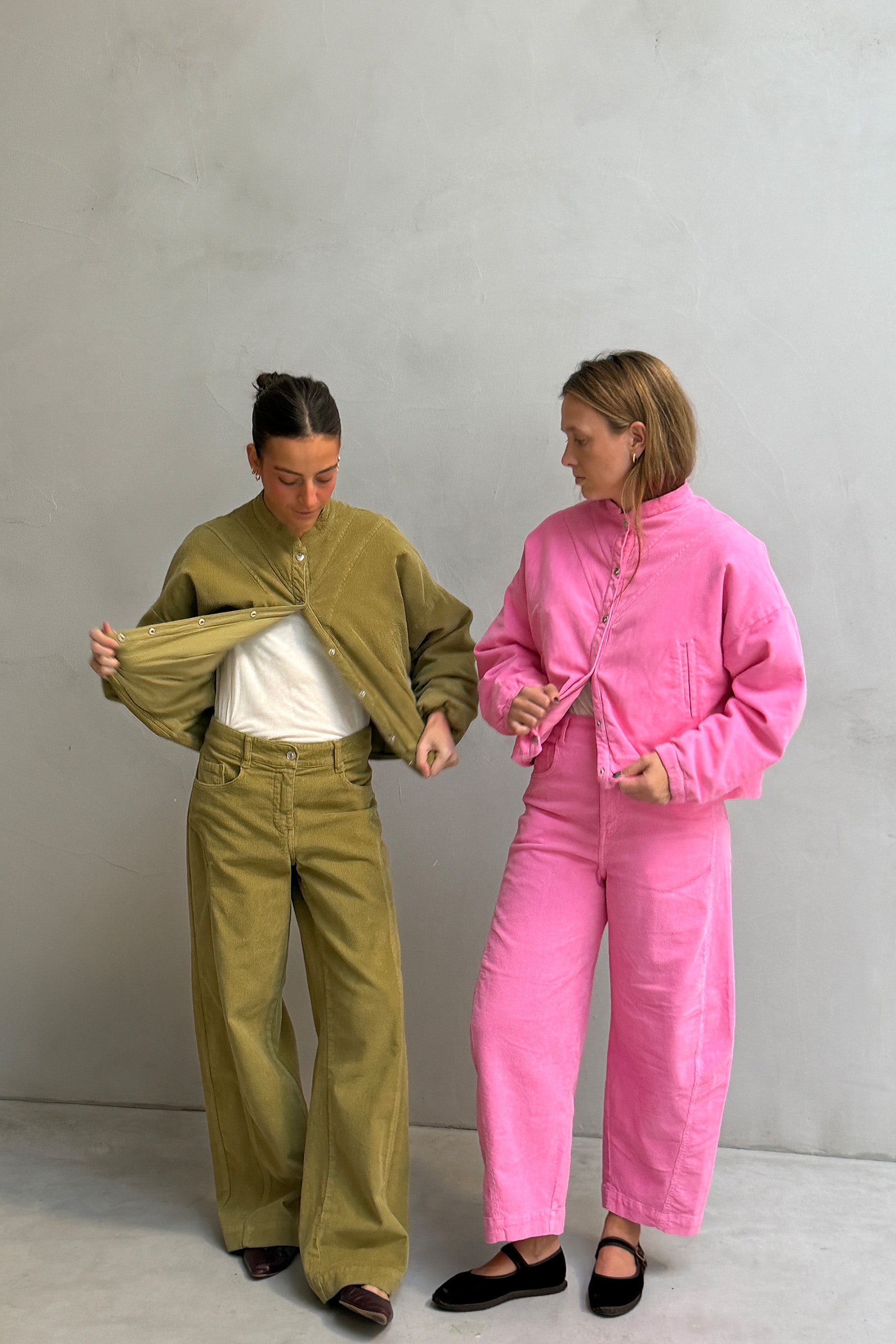 Green Corduroy Straight Trousers