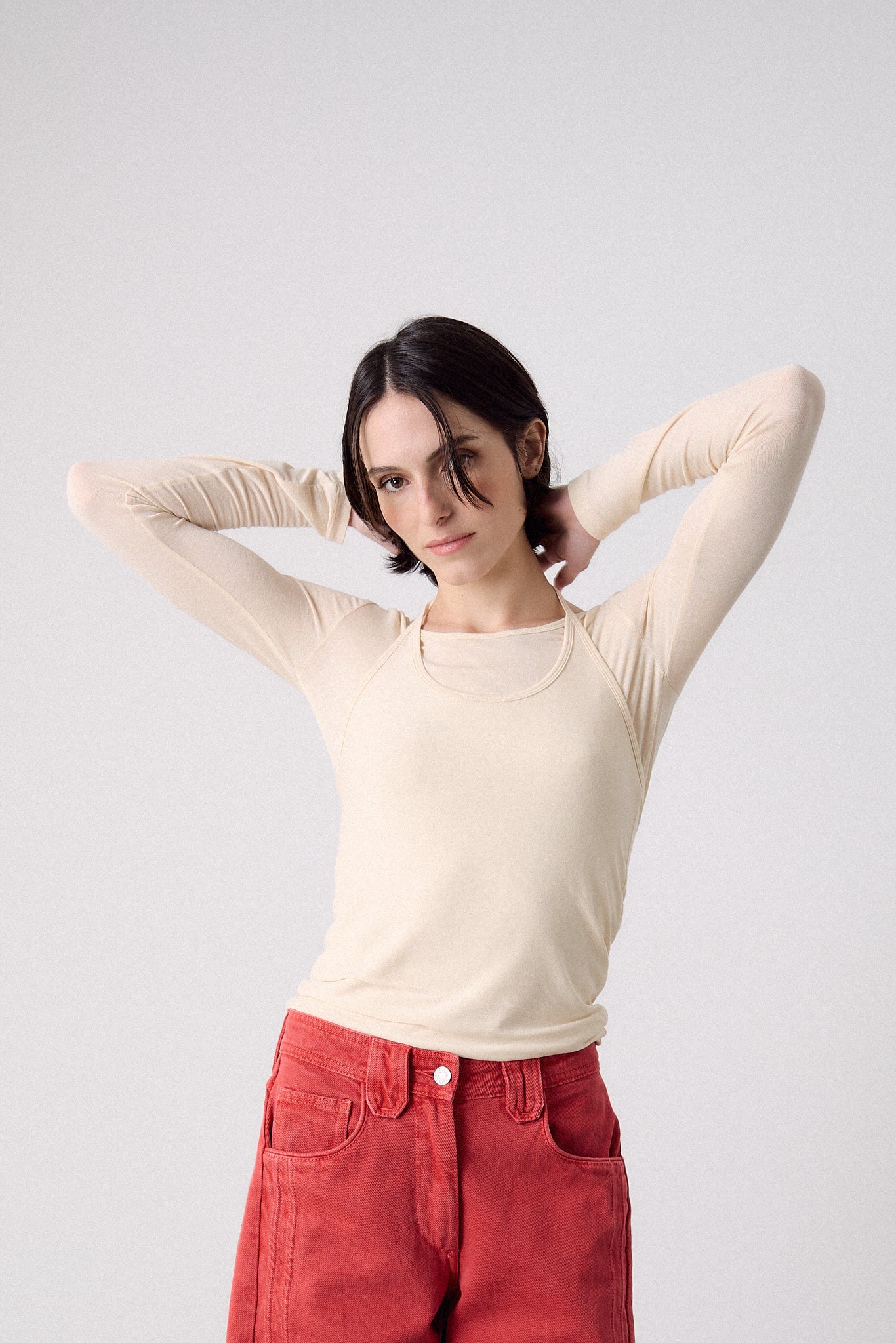 Camiseta Overlay Ecru