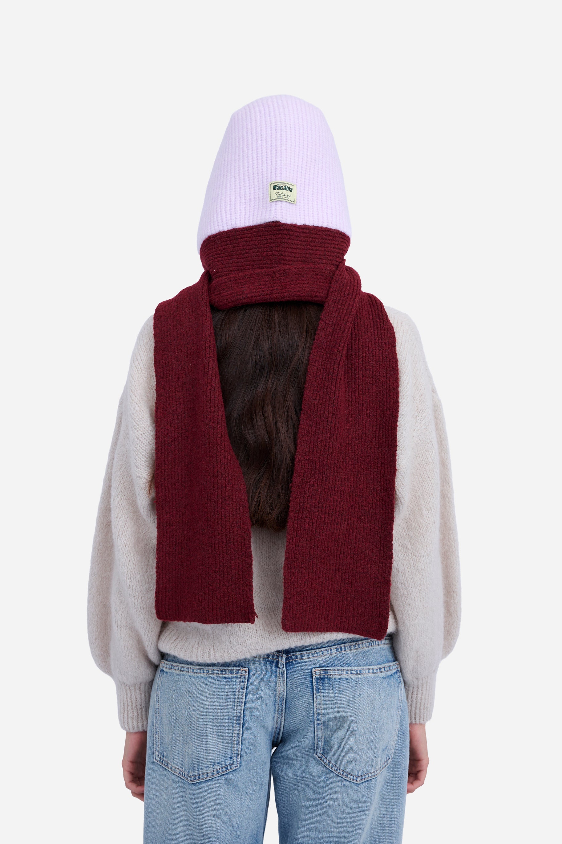 Cagoule Écharpe Bordeaux et Rose