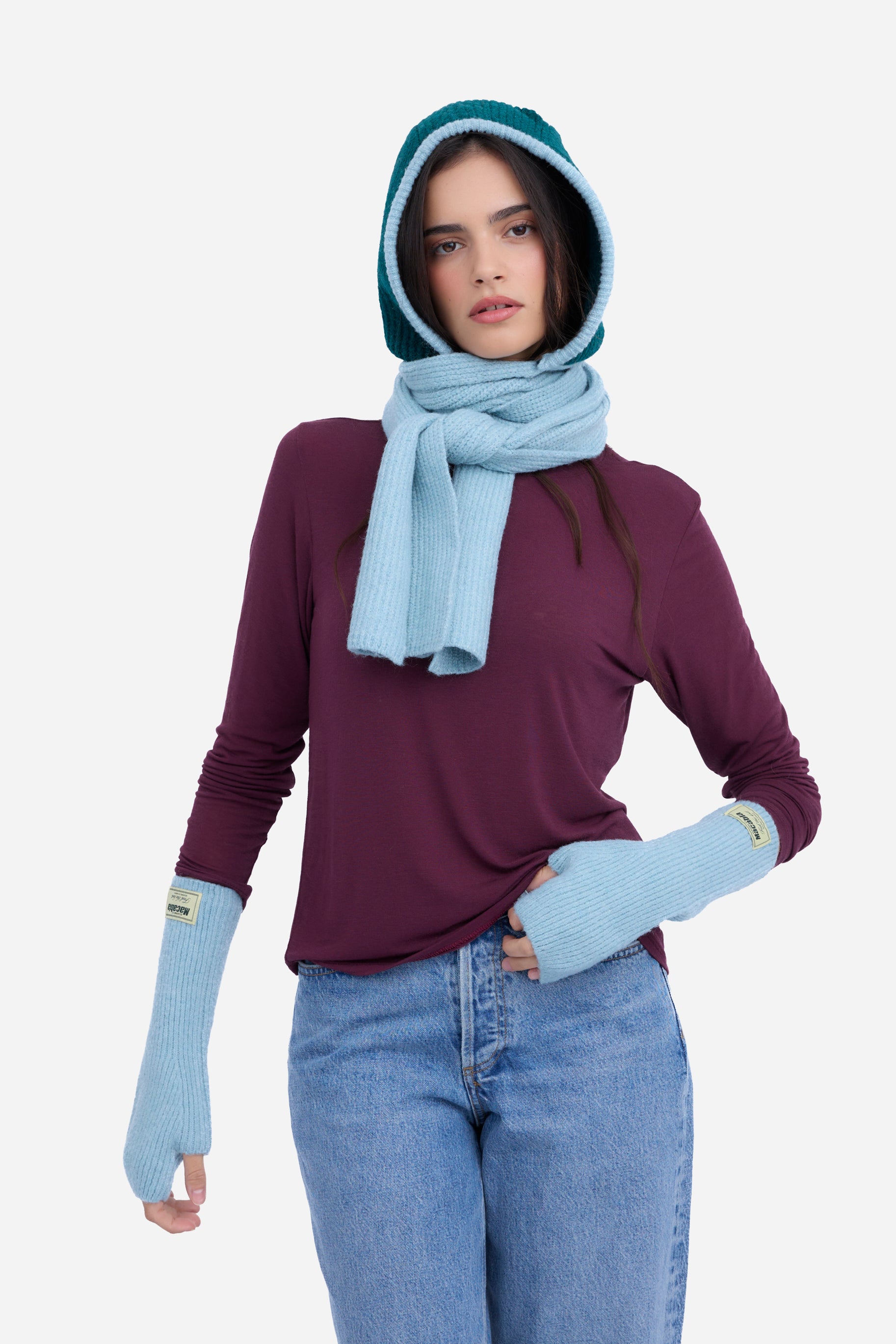 Cagoule Écharpe Verte et Bleue