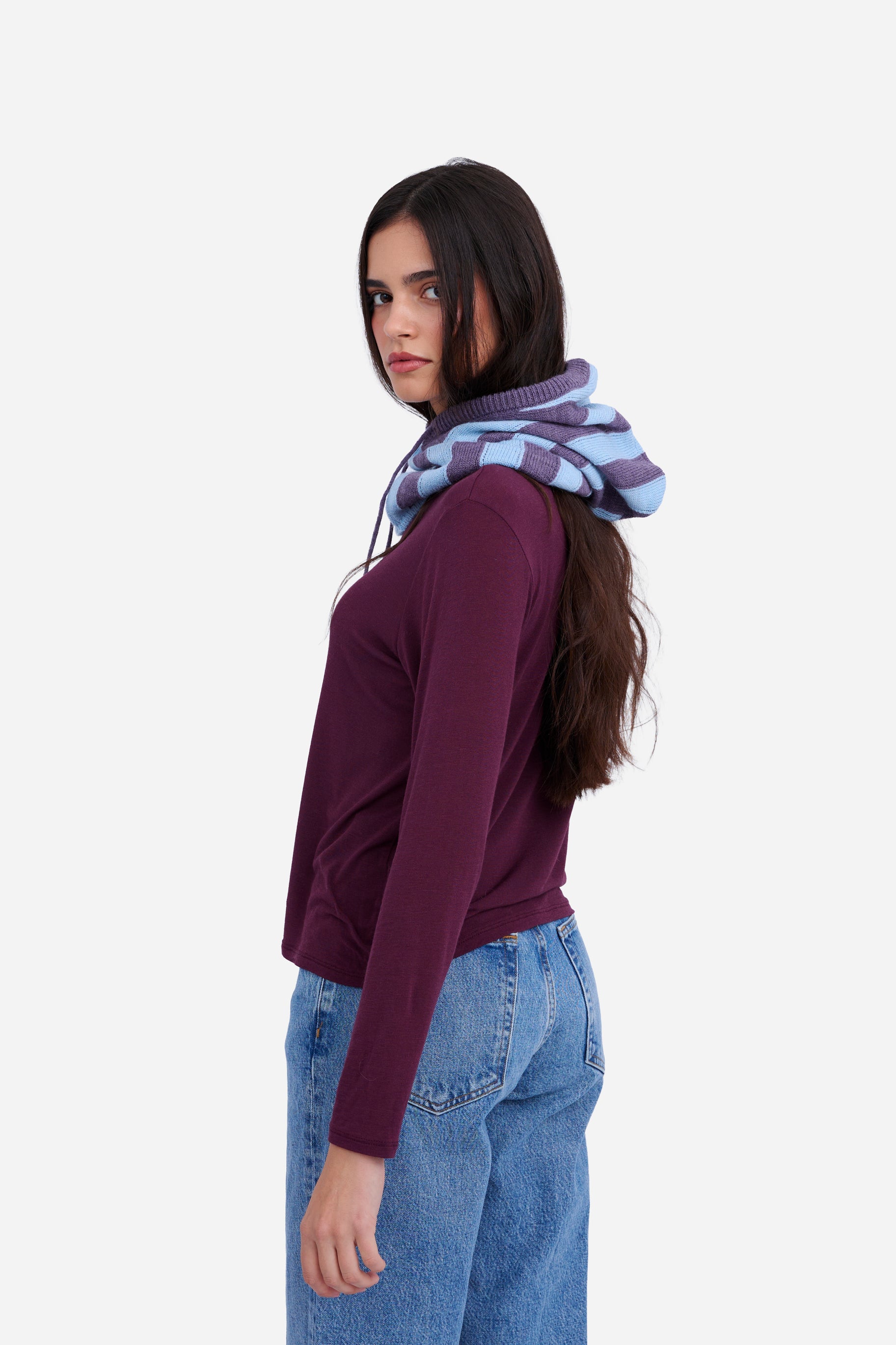 Cagoule Rayée Bleues et Lilas