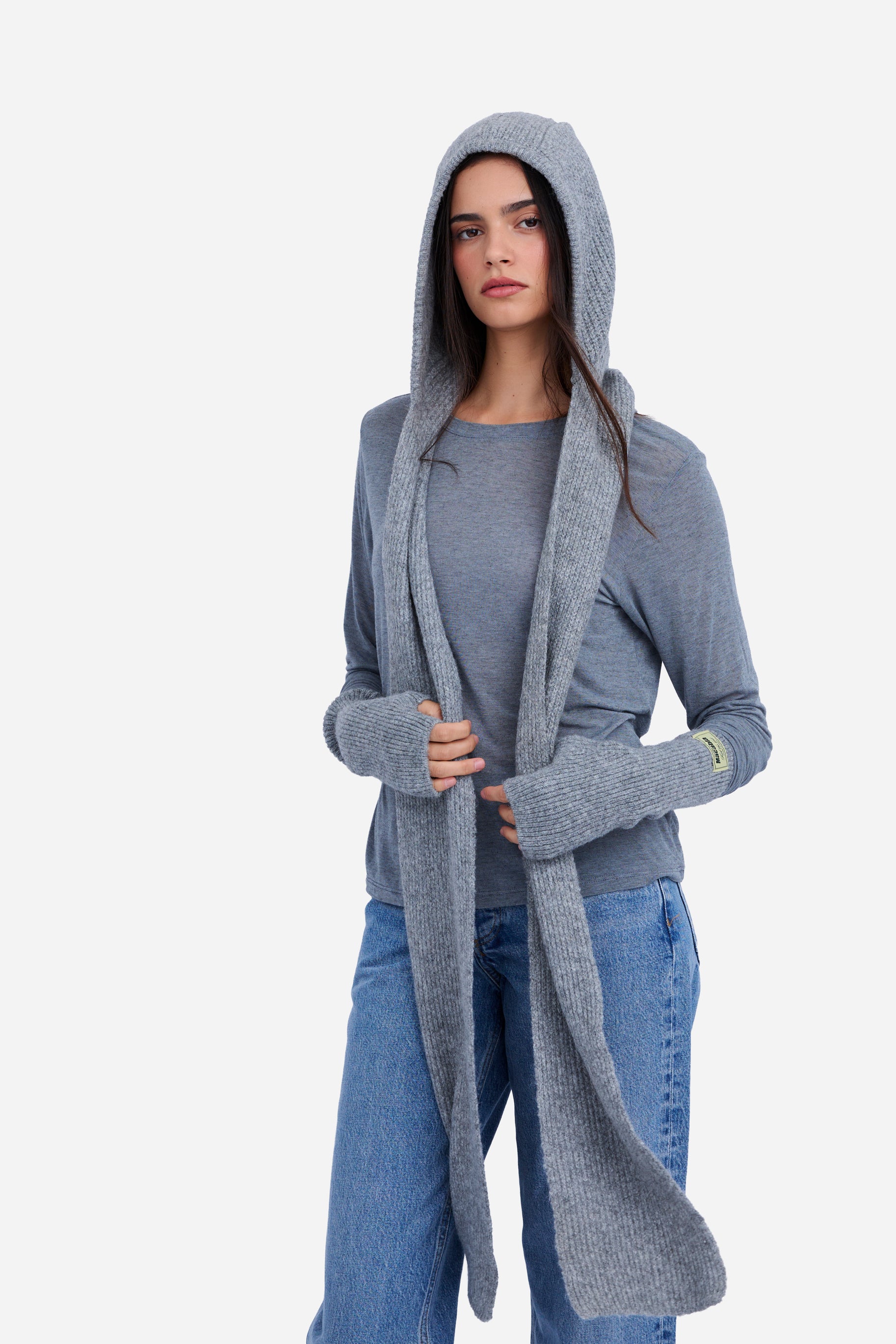 Cagoule Écharpe Gris Clair