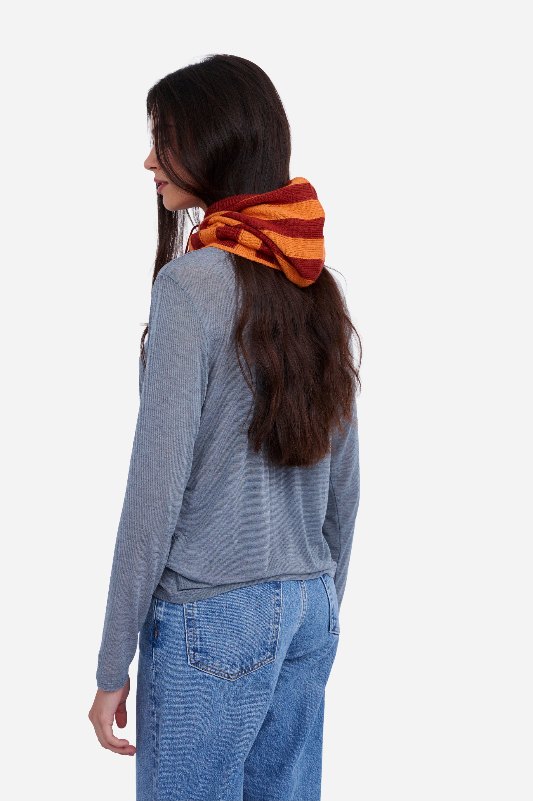 Cagoule Rayée Orange et Bordeaux