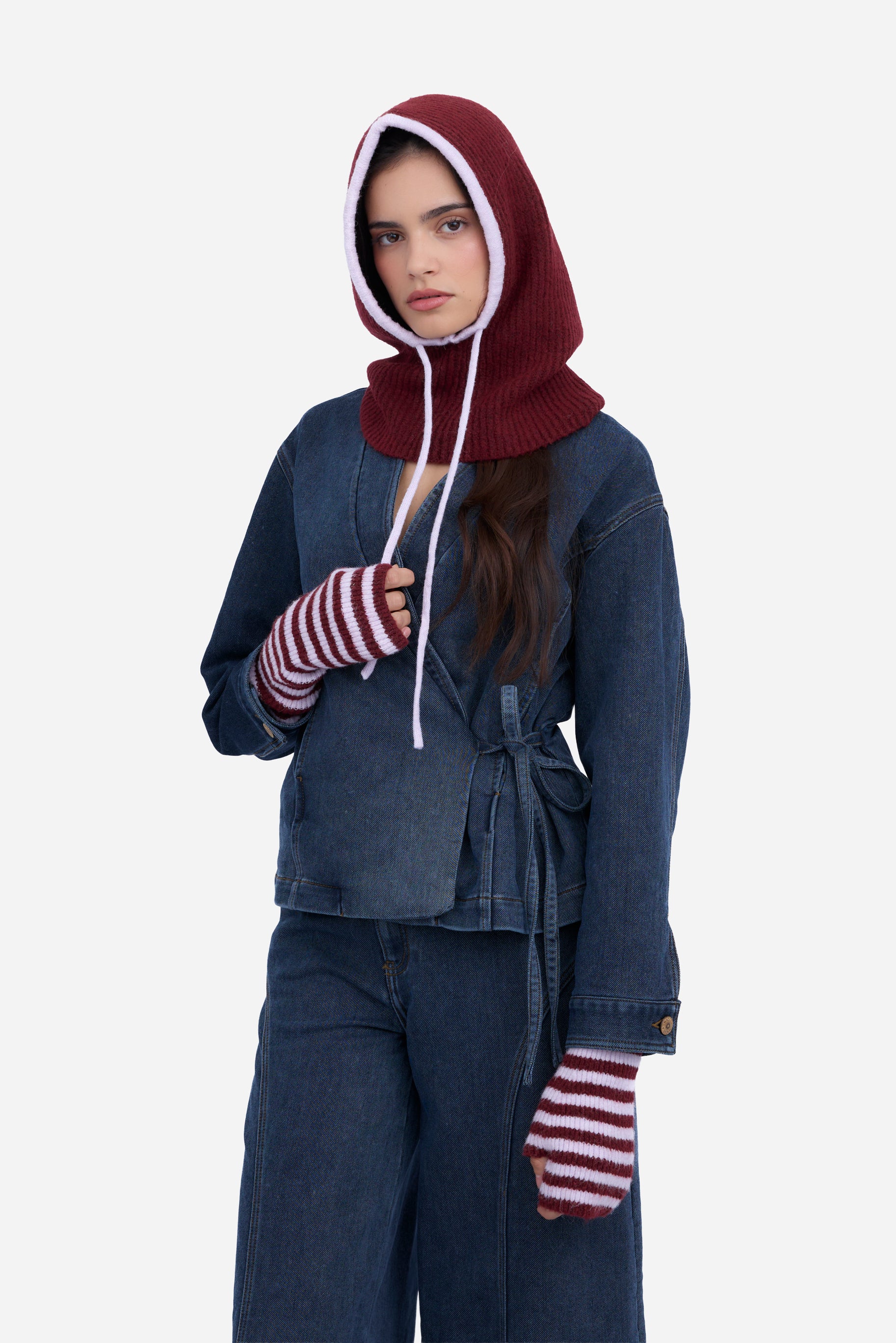 Cagoule grenat et rose