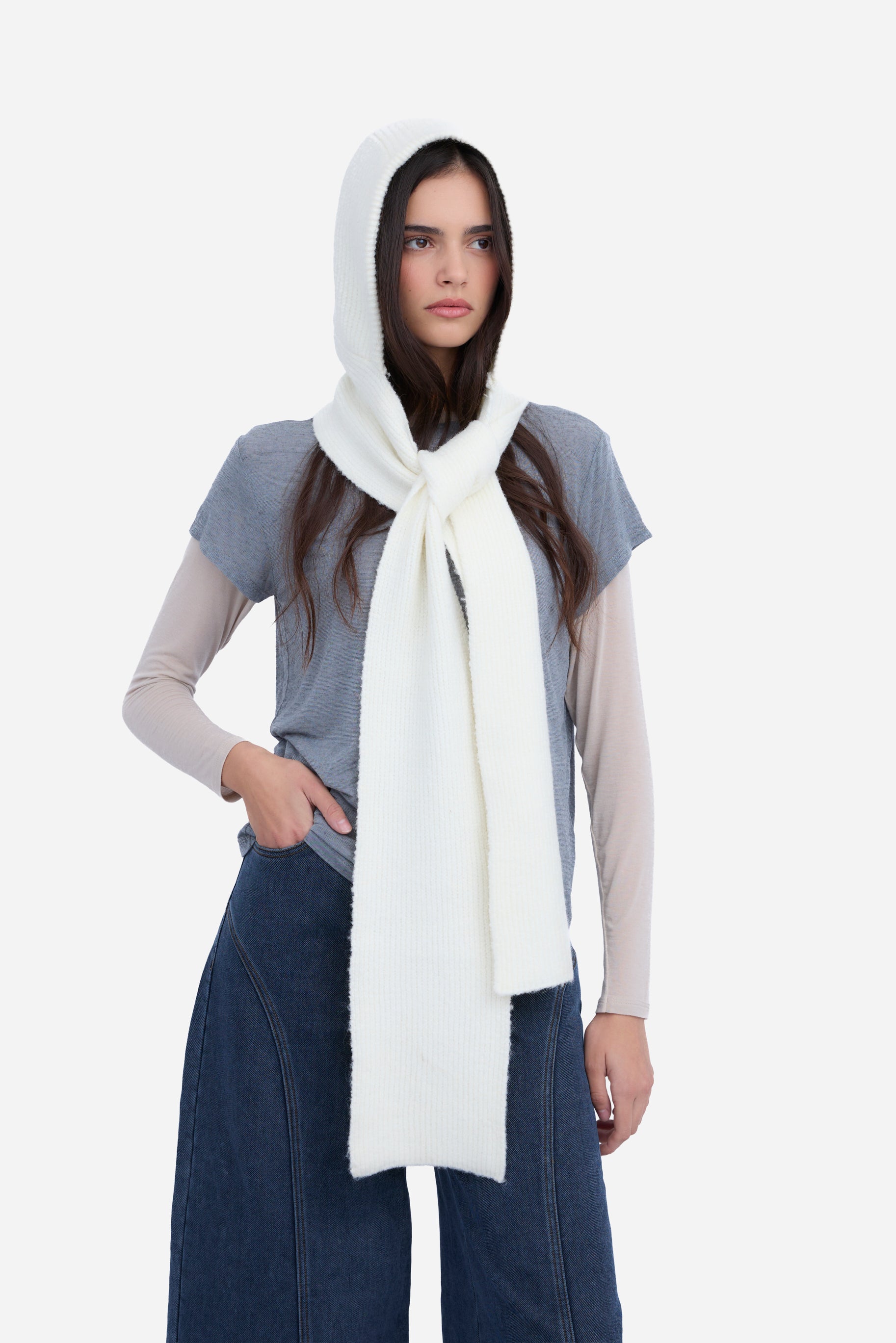 Cagoule Écharpe Blanche