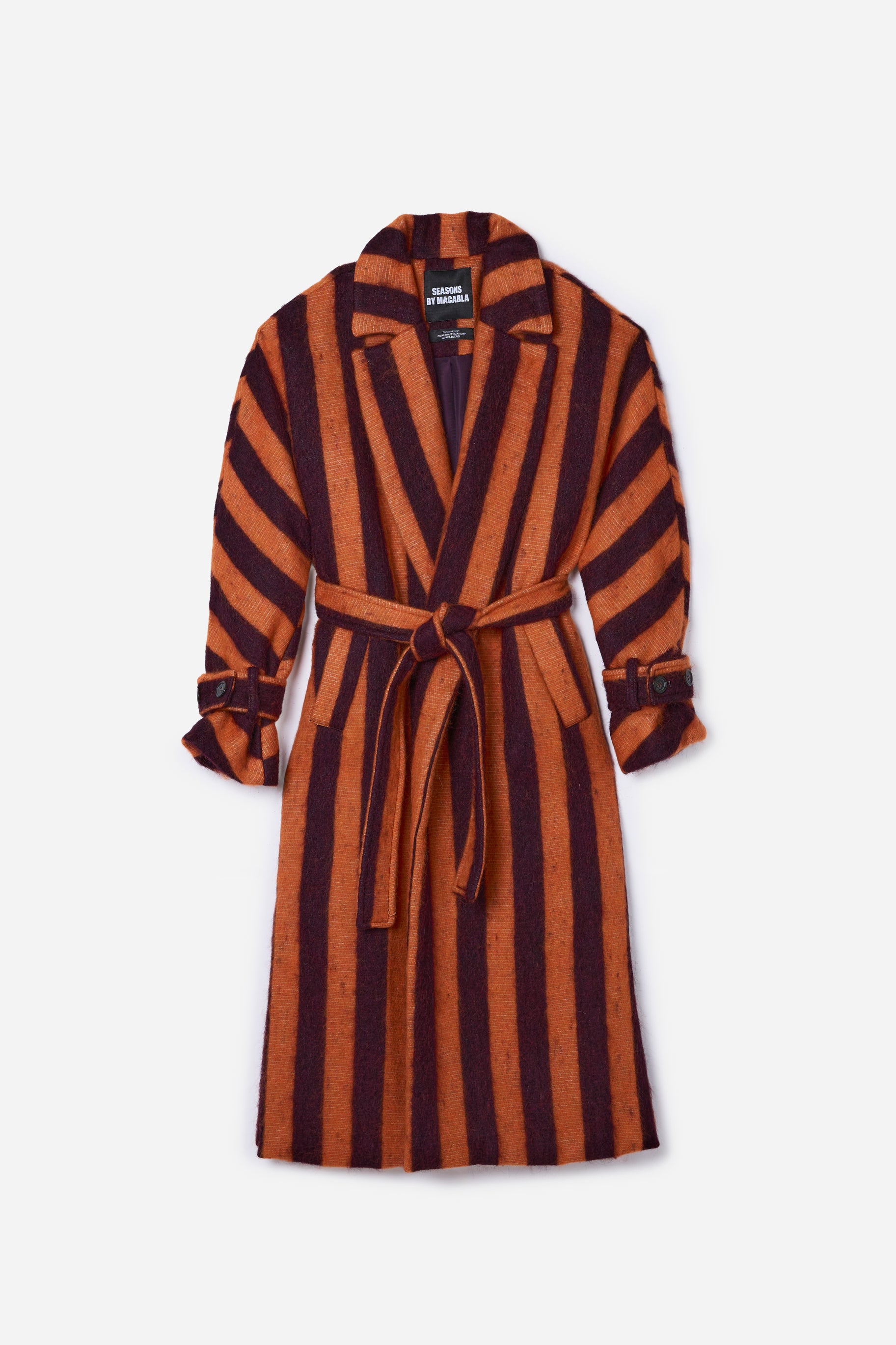 Abrigo Alpaca Rayas Naranja