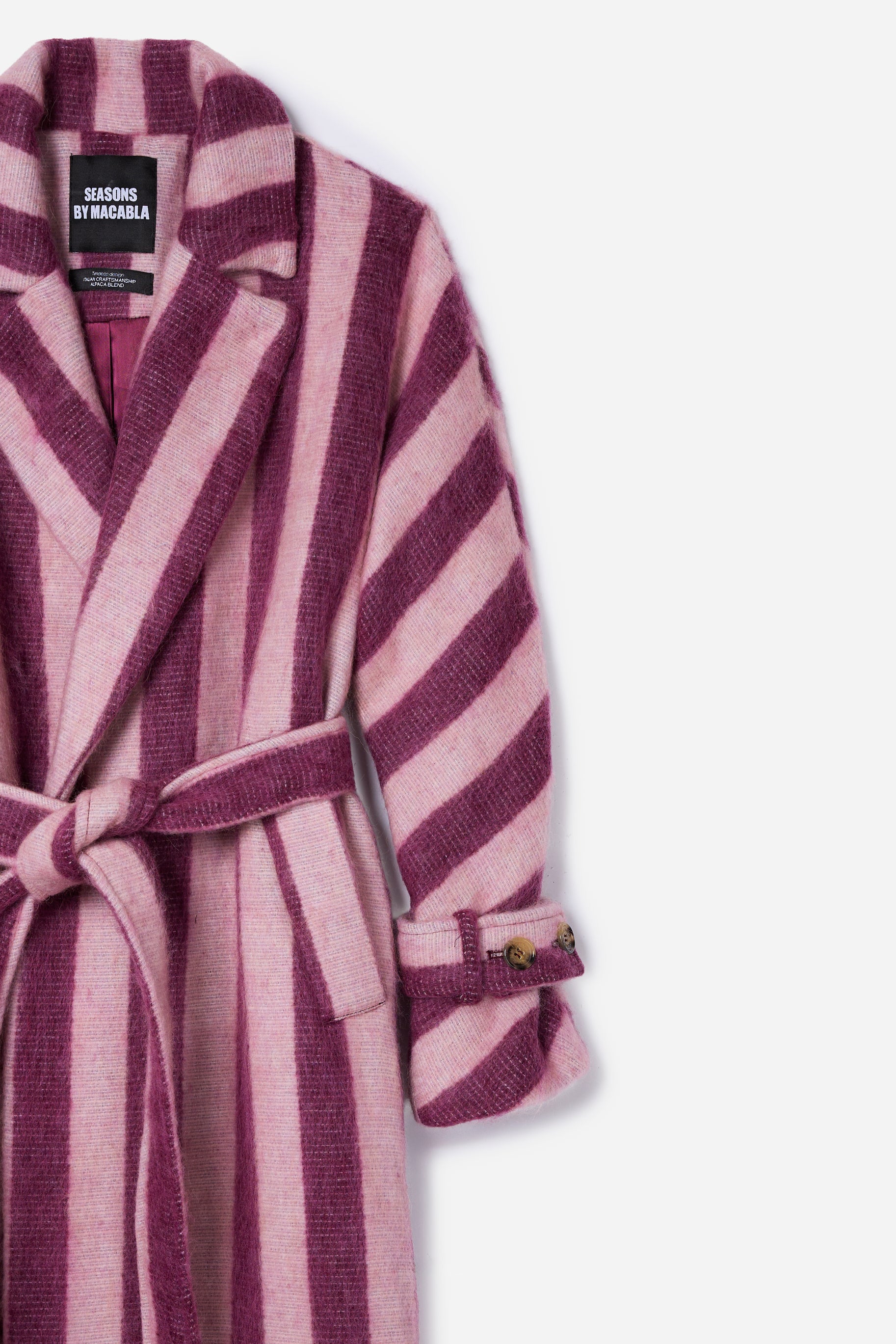 Abrigo Alpaca Rayas Rosa