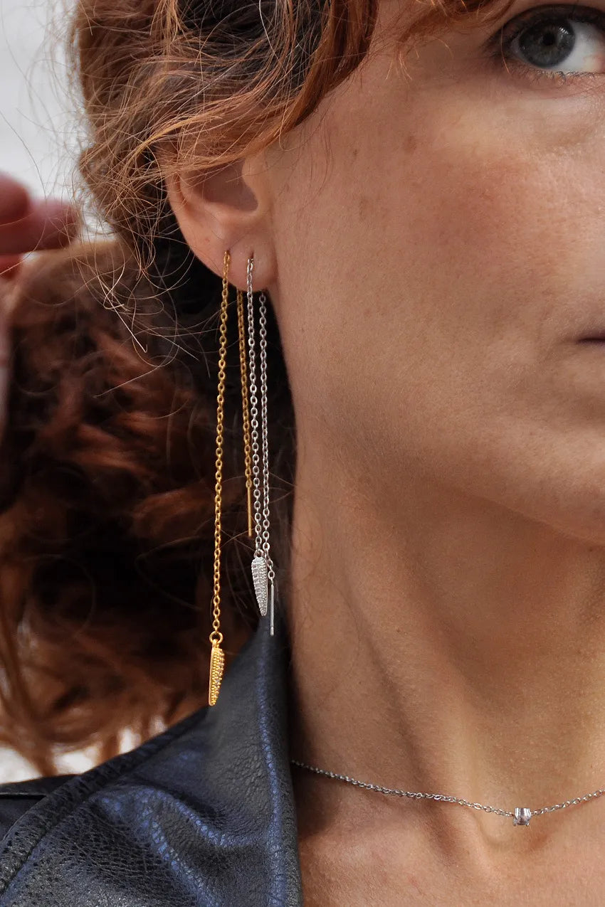 Zircon Spike Chain Earring (Unit)