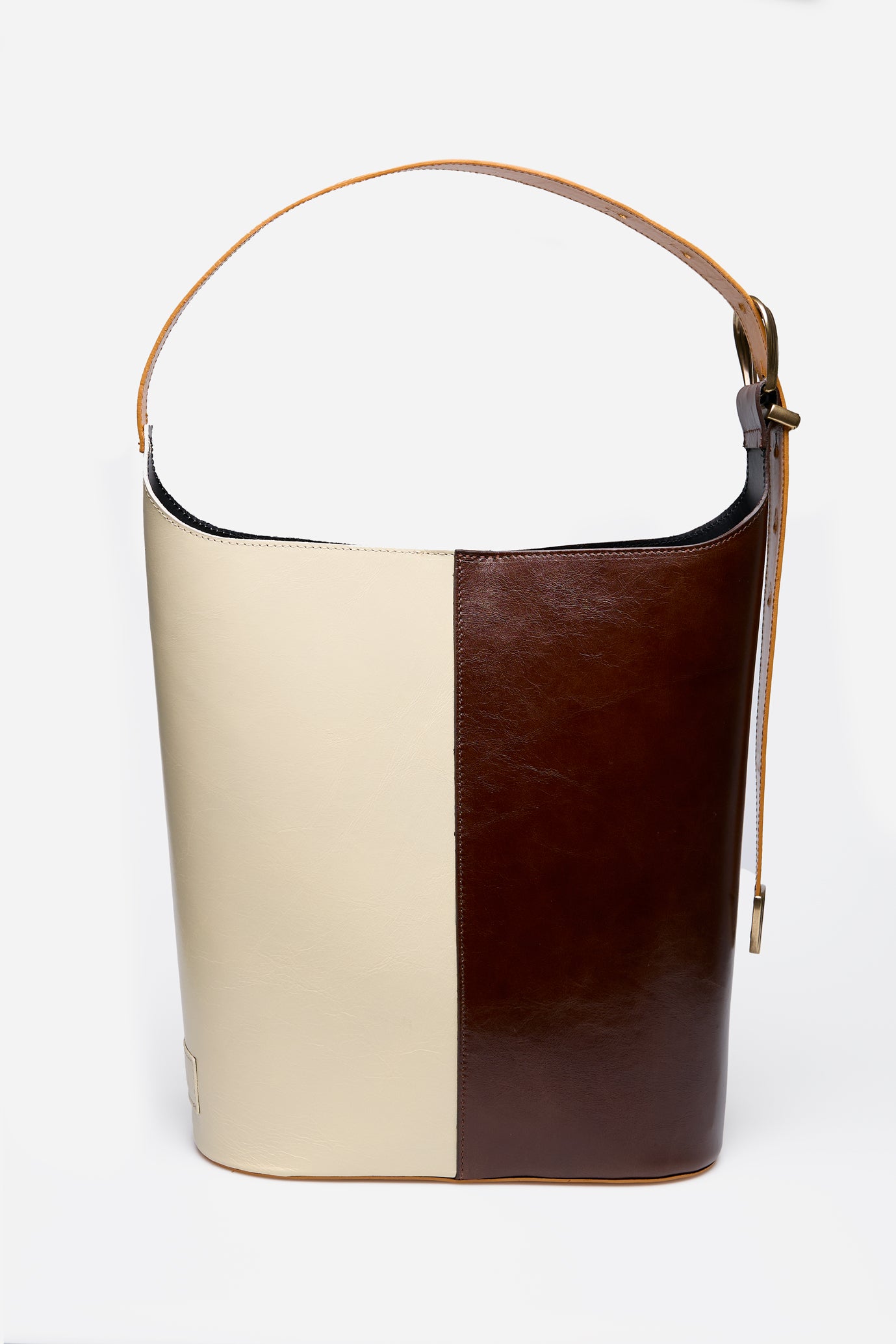 Brown and Ecru Bucket Bag