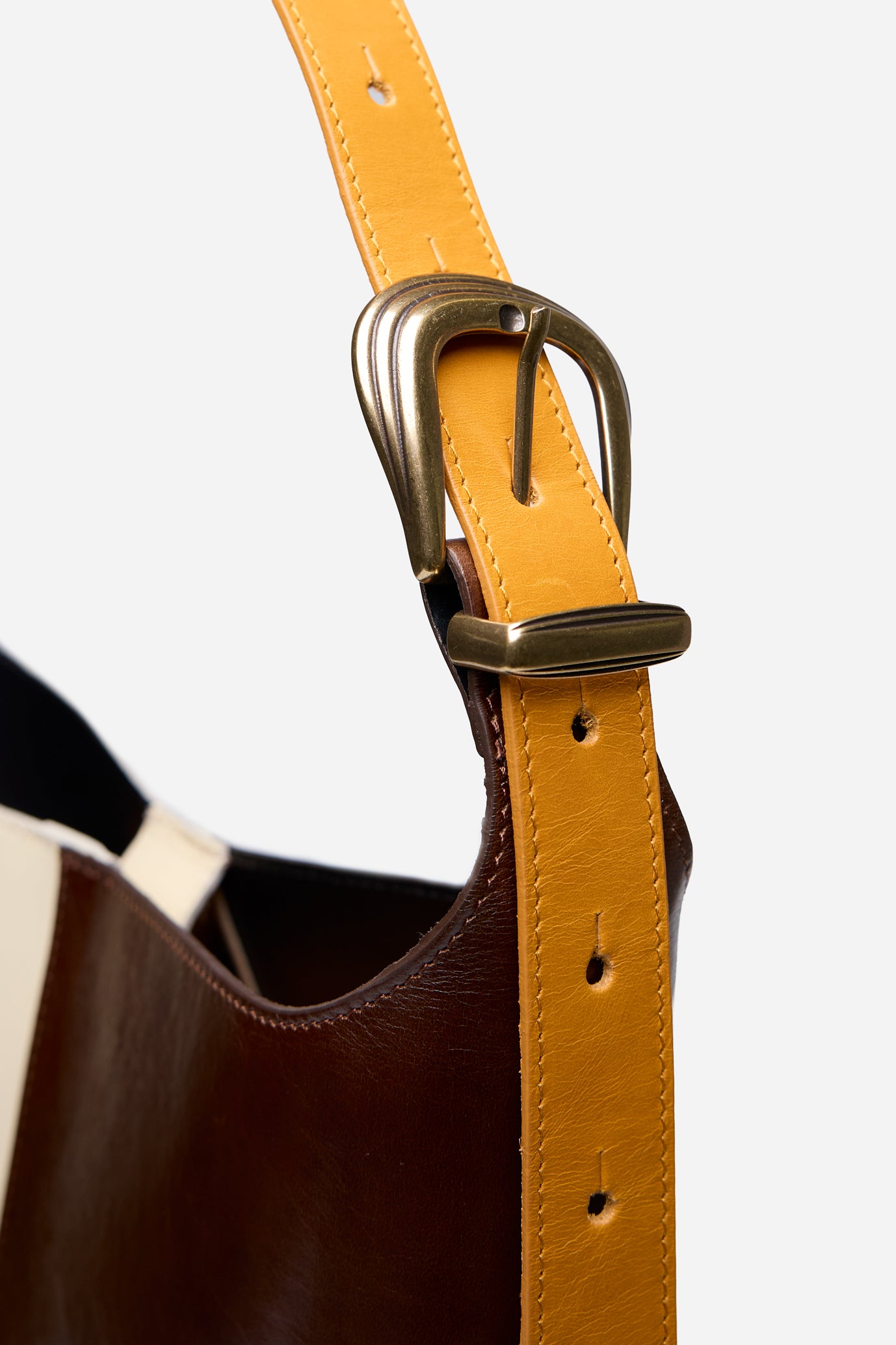 Brown and Ecru Bucket Bag