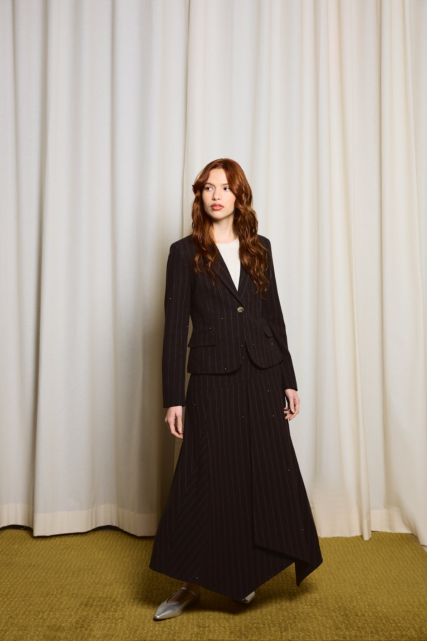 Sequin-Striped Blazer