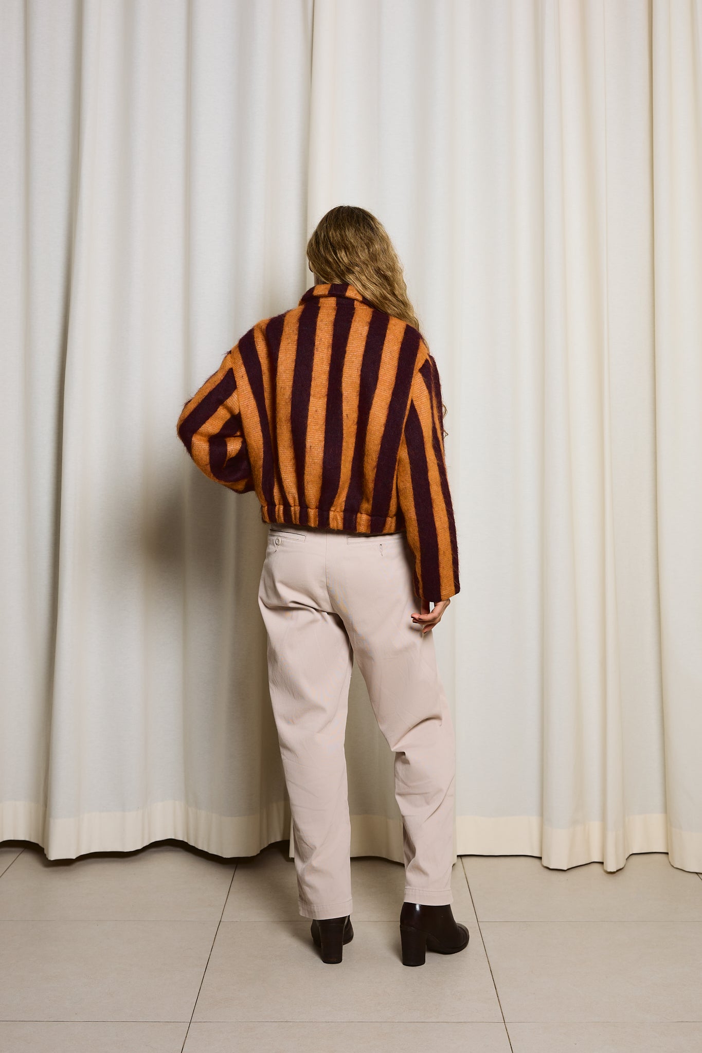 Chaqueta Alpaca Rayas Naranja