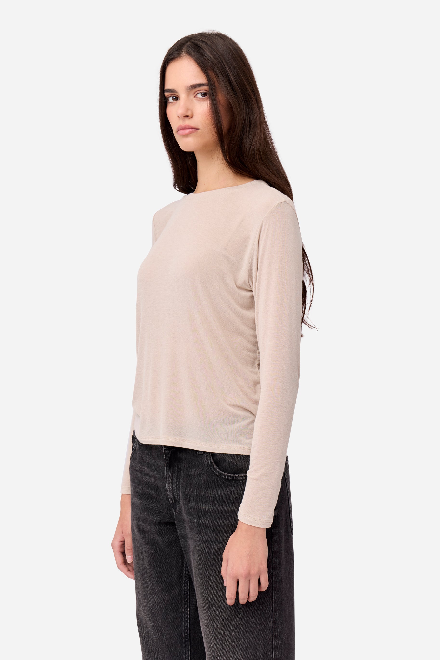 Camiseta Cashmere Manga Larga Beige
