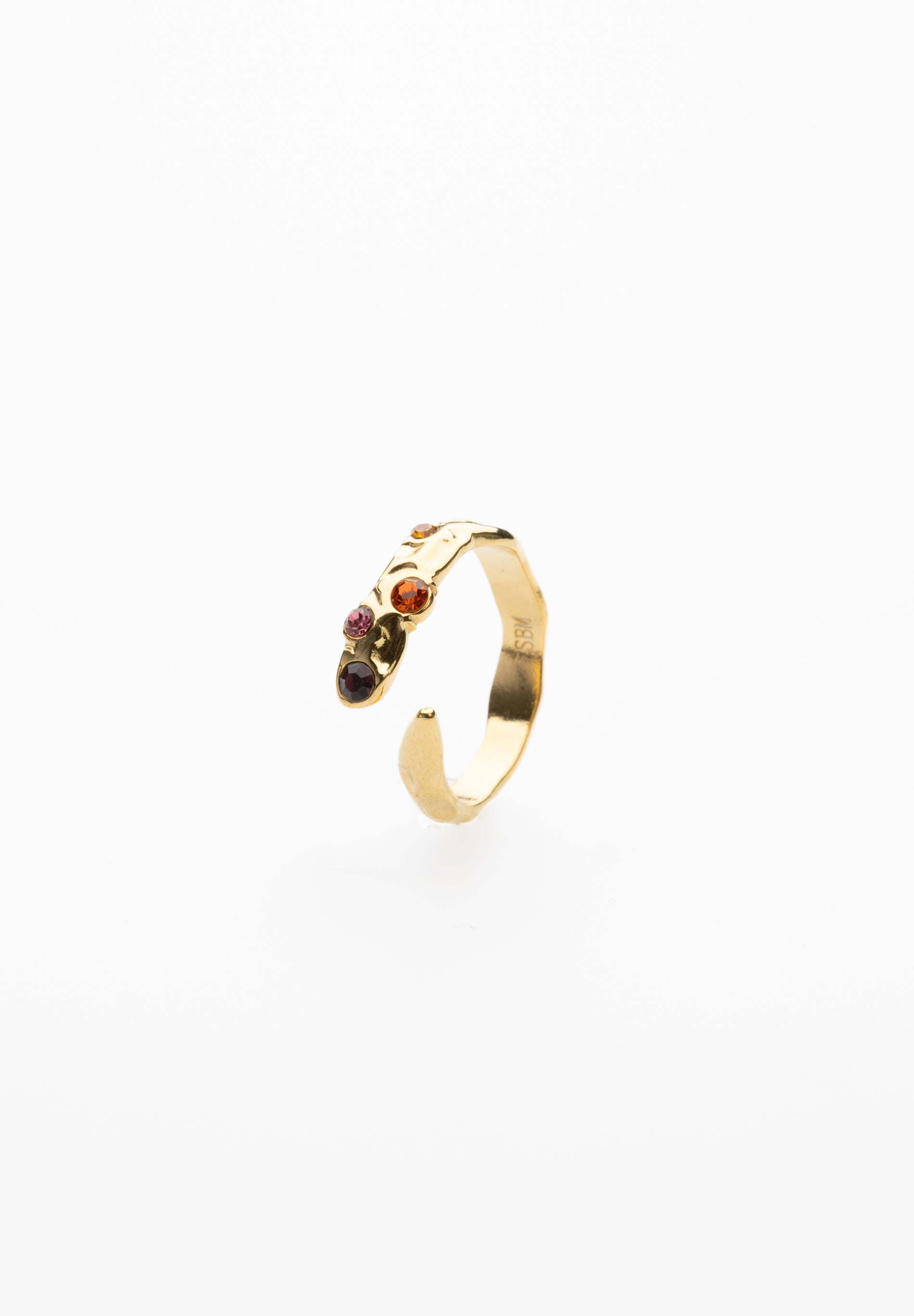 Anillo Textura Circonitas Rosa y Naranja