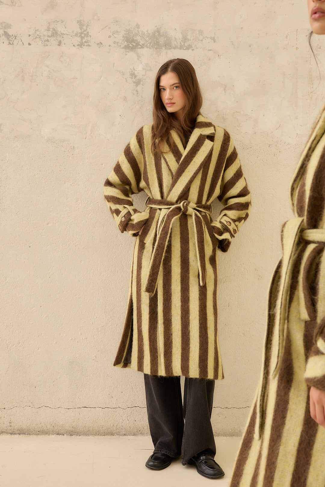 Abrigo Alpaca Rayas Amarillo