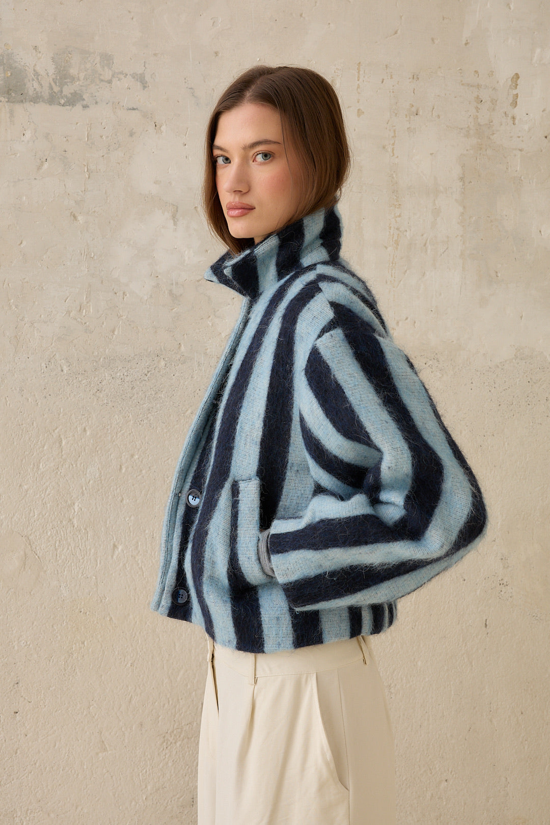 Chaqueta Alpaca Rayas Azul