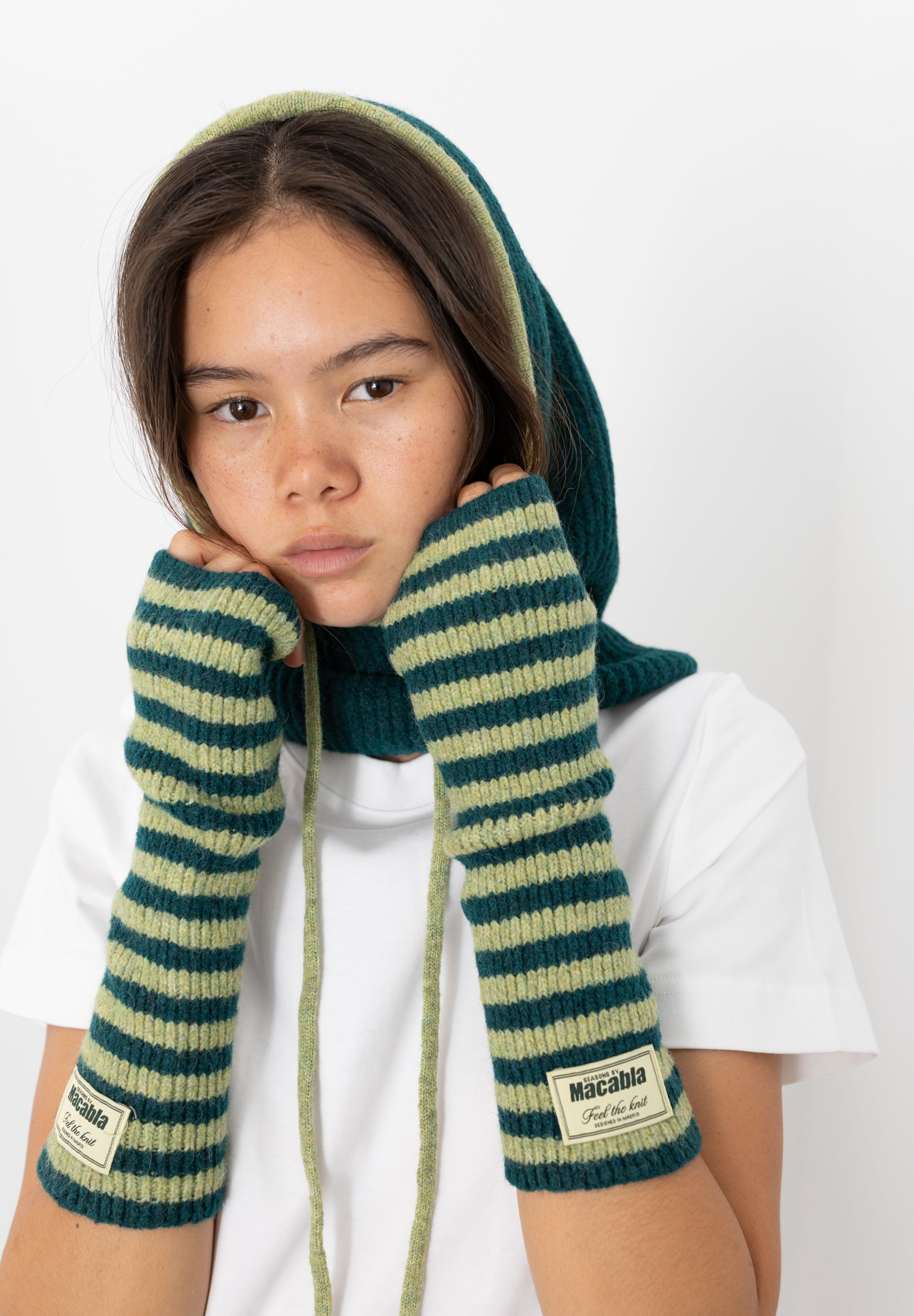 Dark Green and Green Mittens