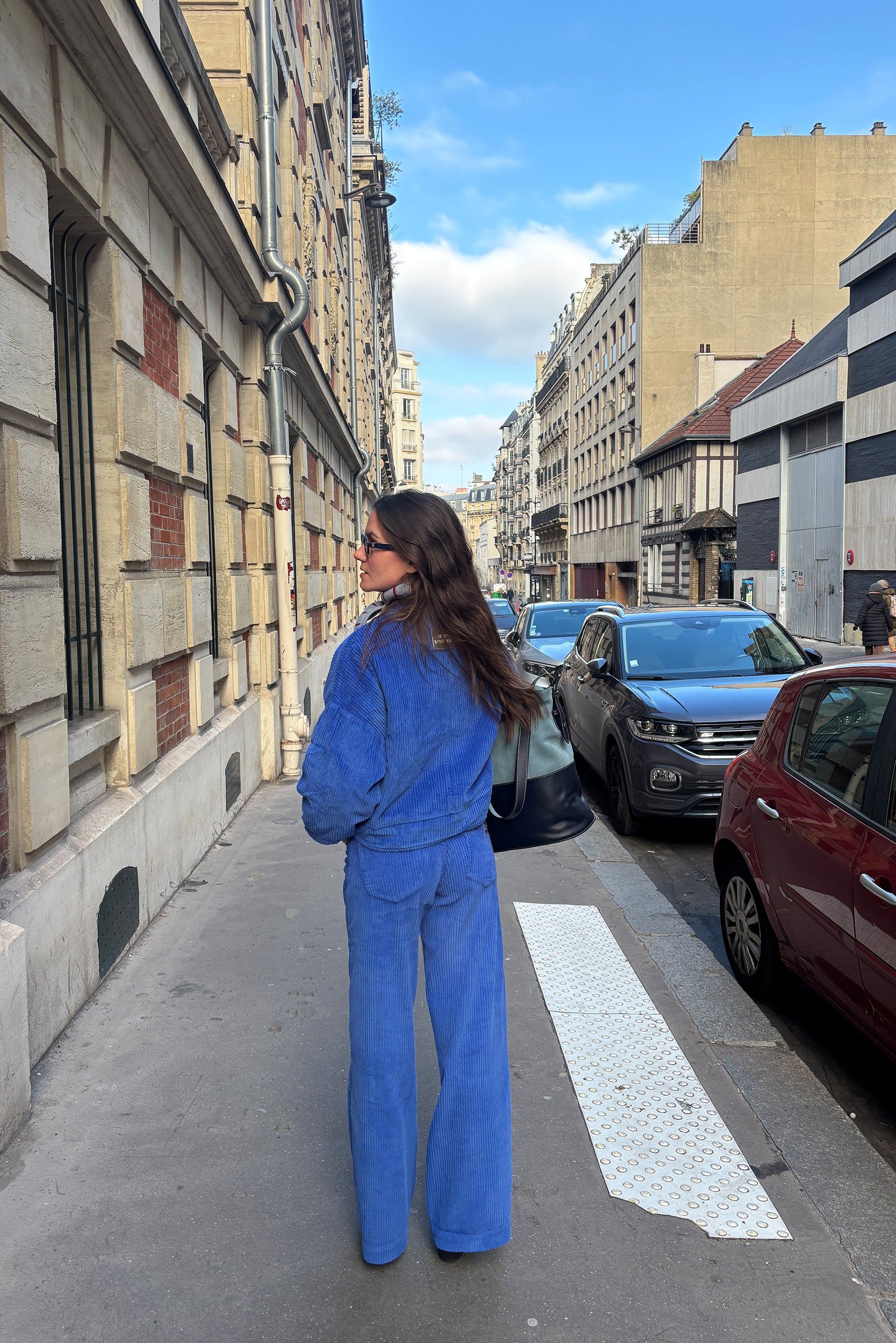 Pantalón Recto Pana Azul