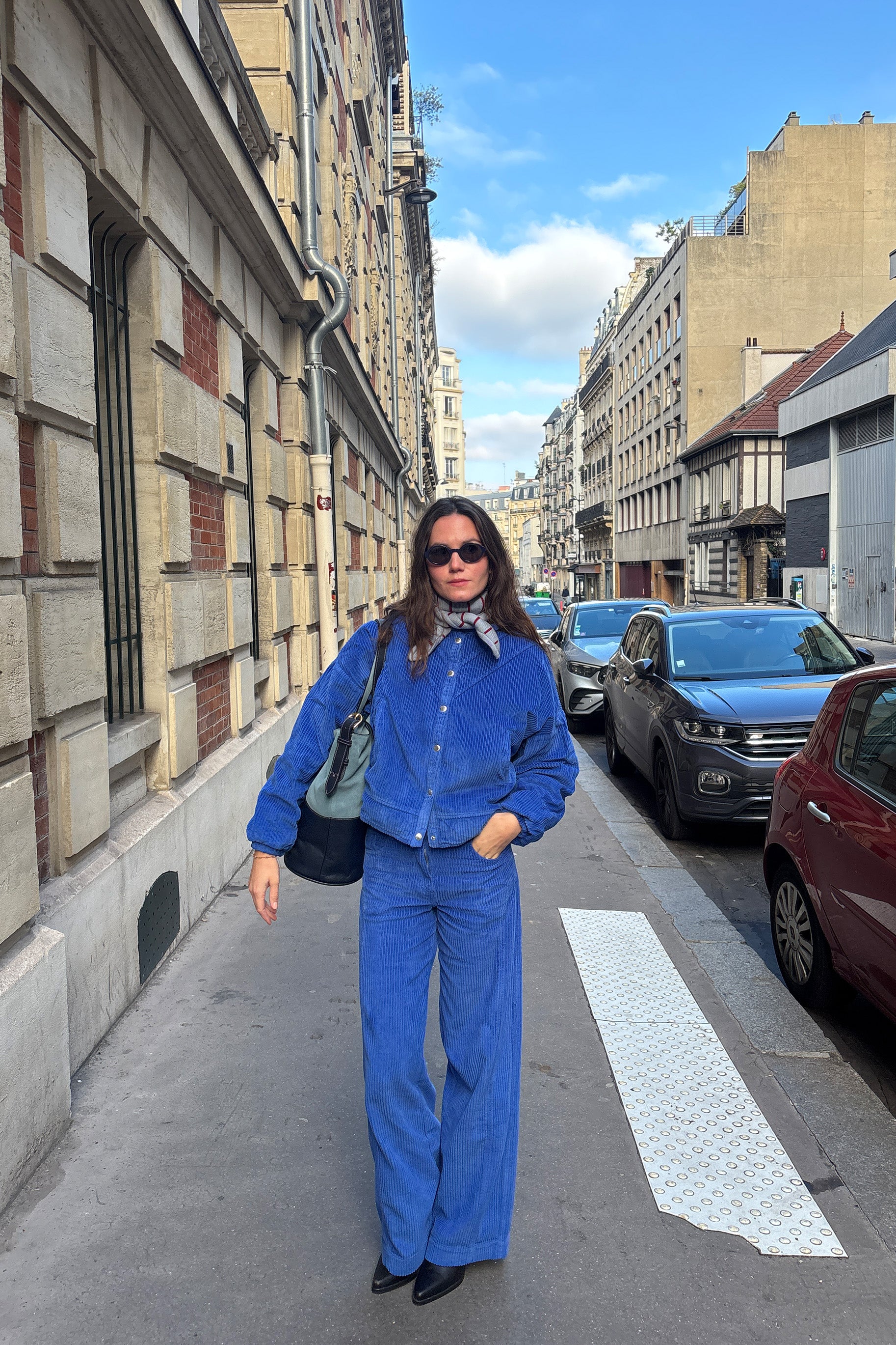 Pantalón Recto Pana Azul