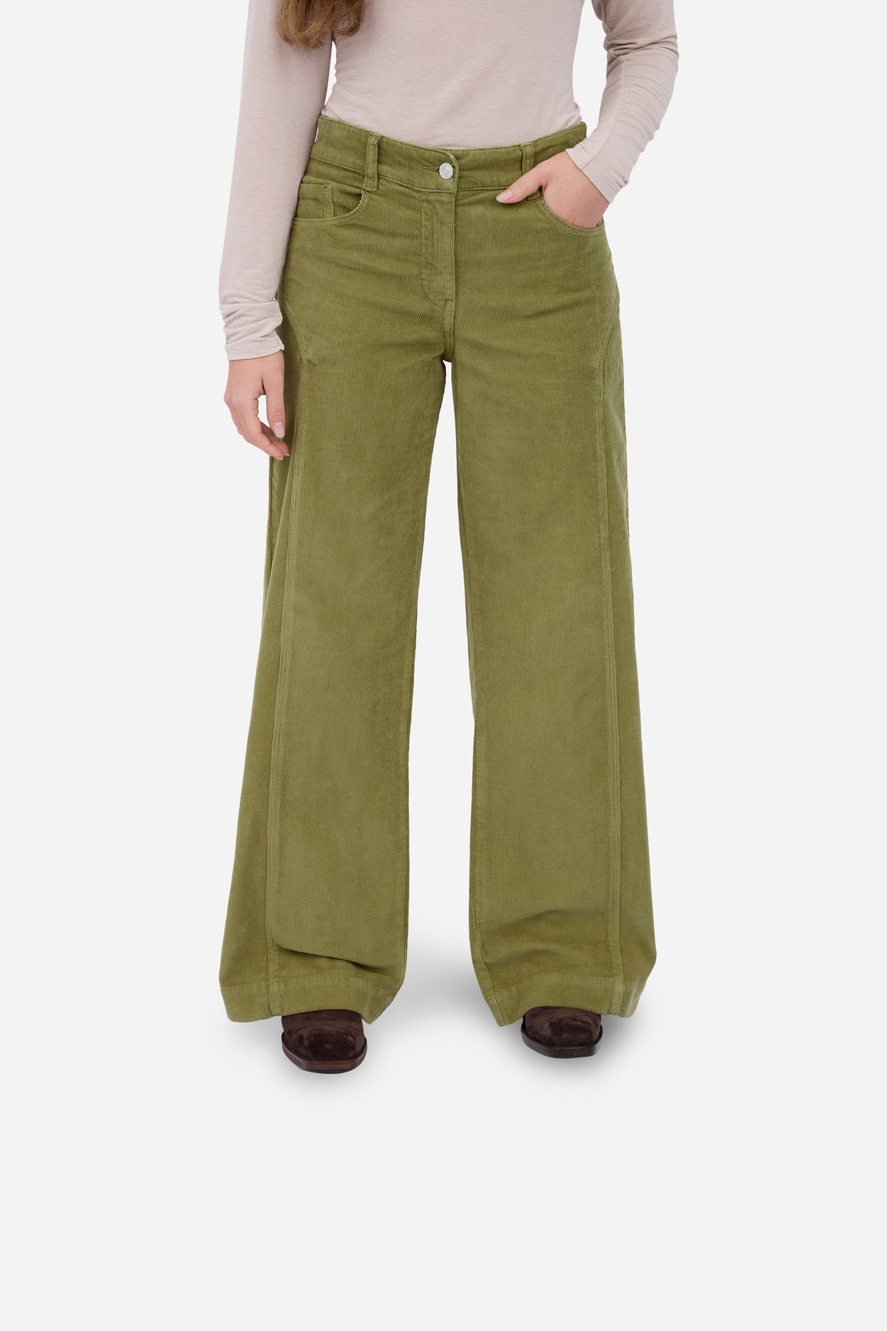 Pantalón Recto Pana Verde