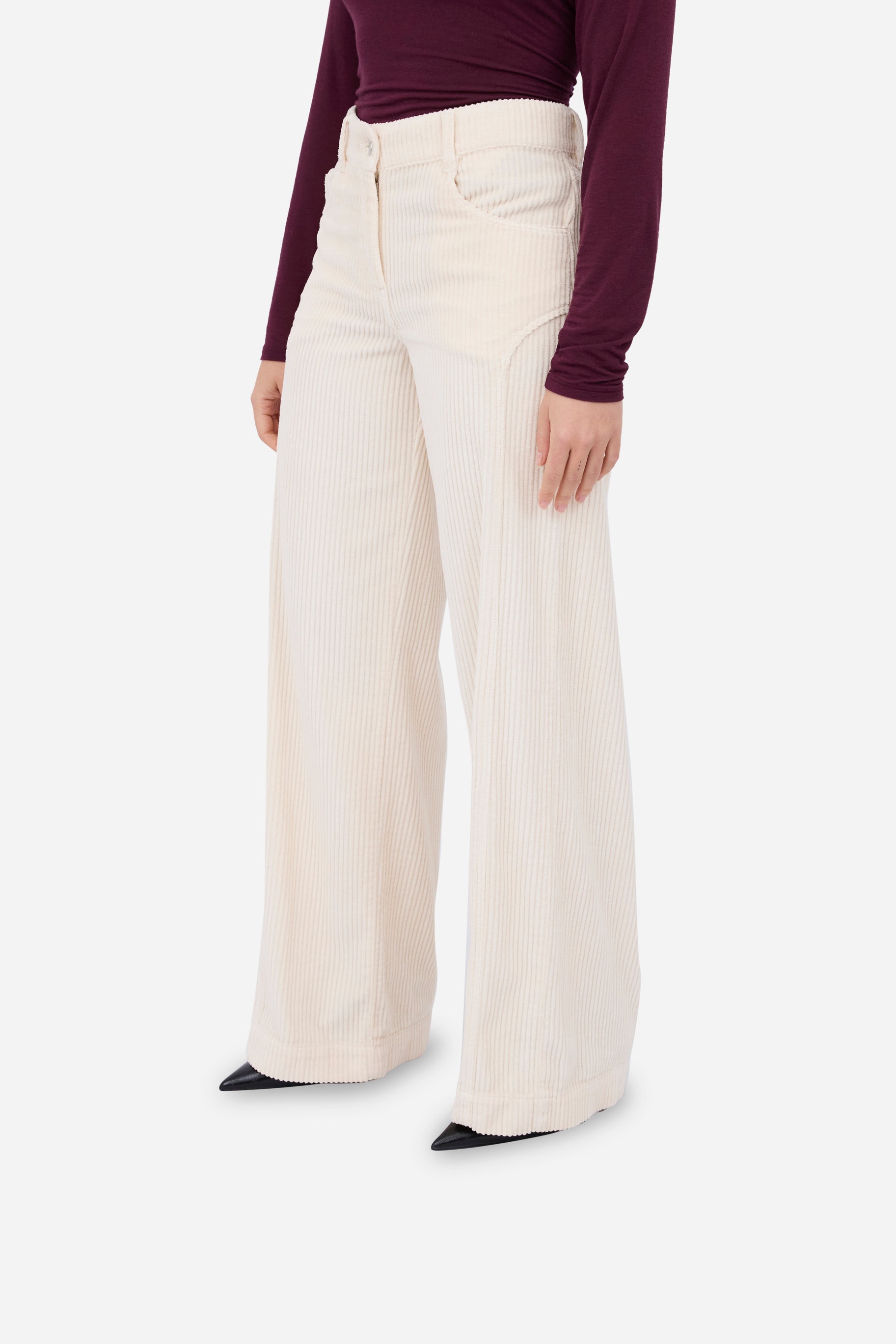 Pantalón Recto Pana Crudo