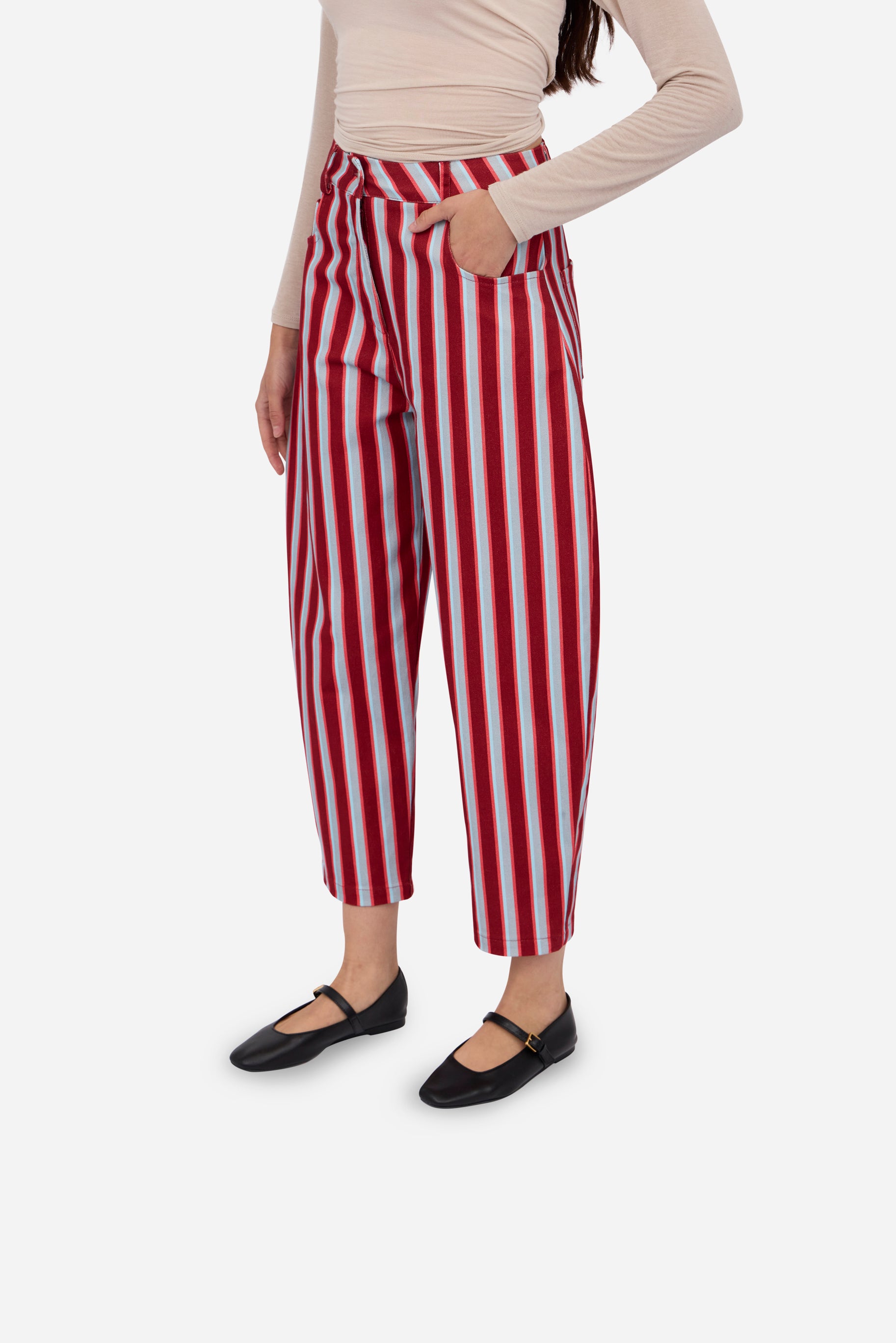Burgundy Blue Balloon Trousers