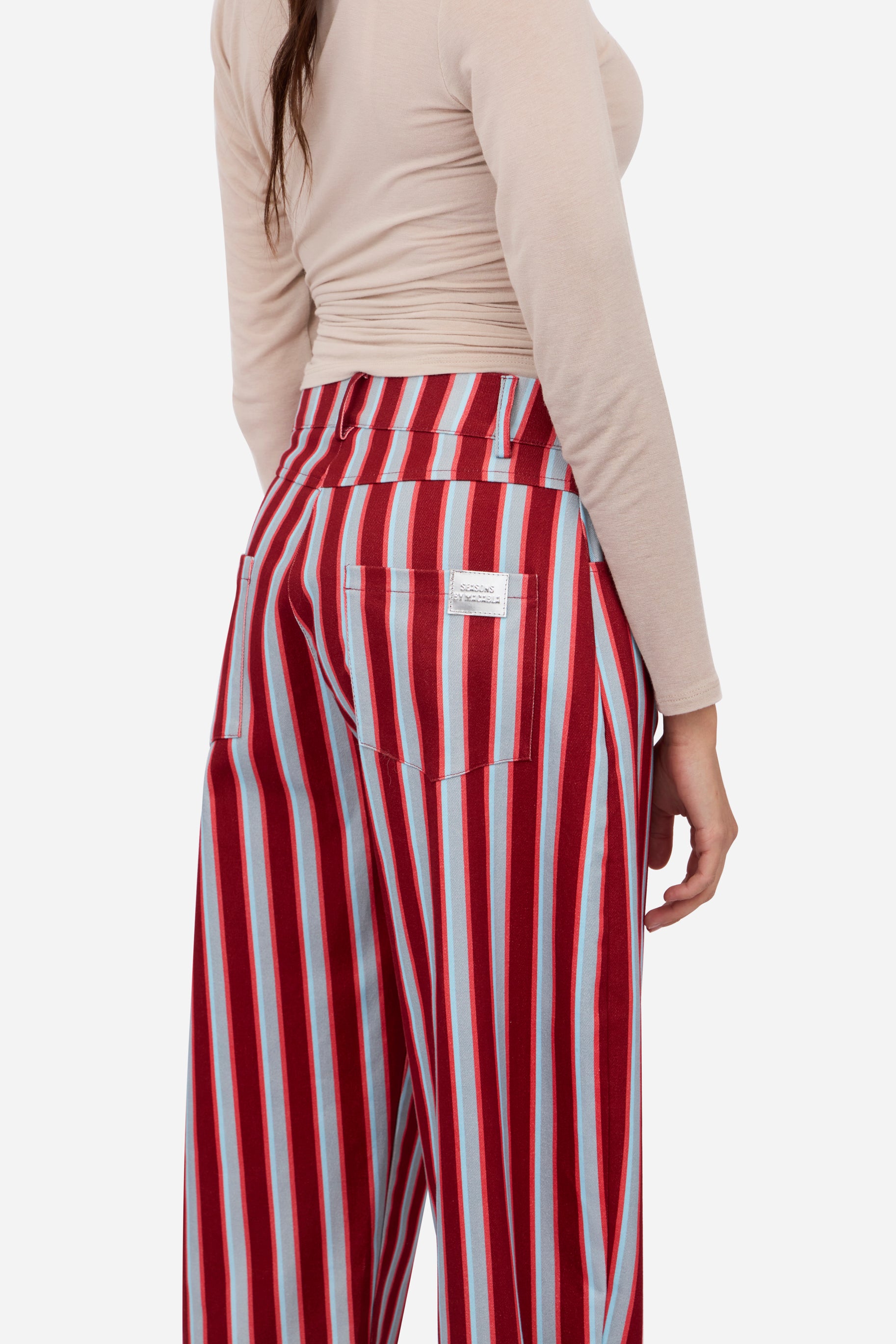 Burgundy Blue Balloon Trousers
