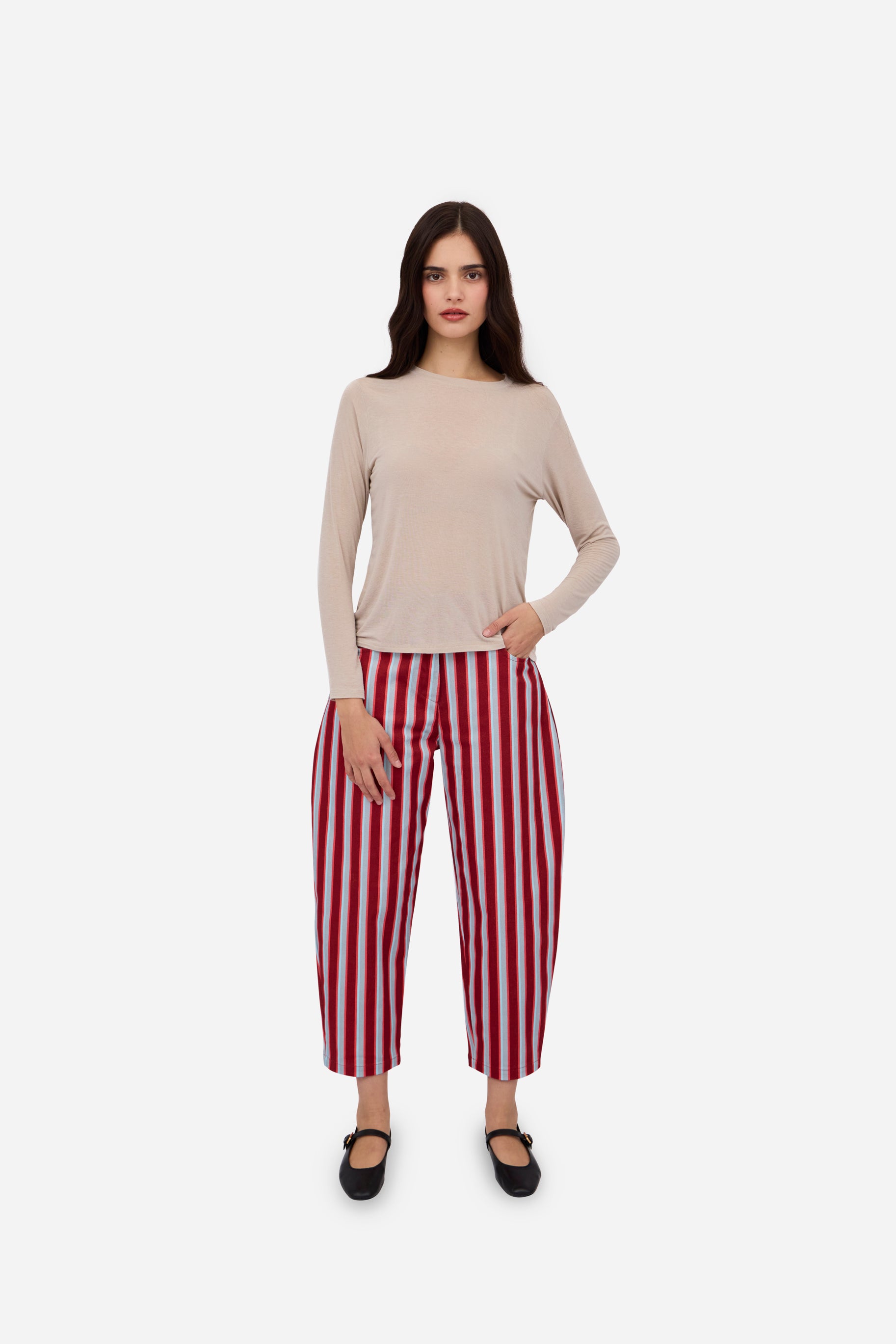 Burgundy Blue Balloon Trousers