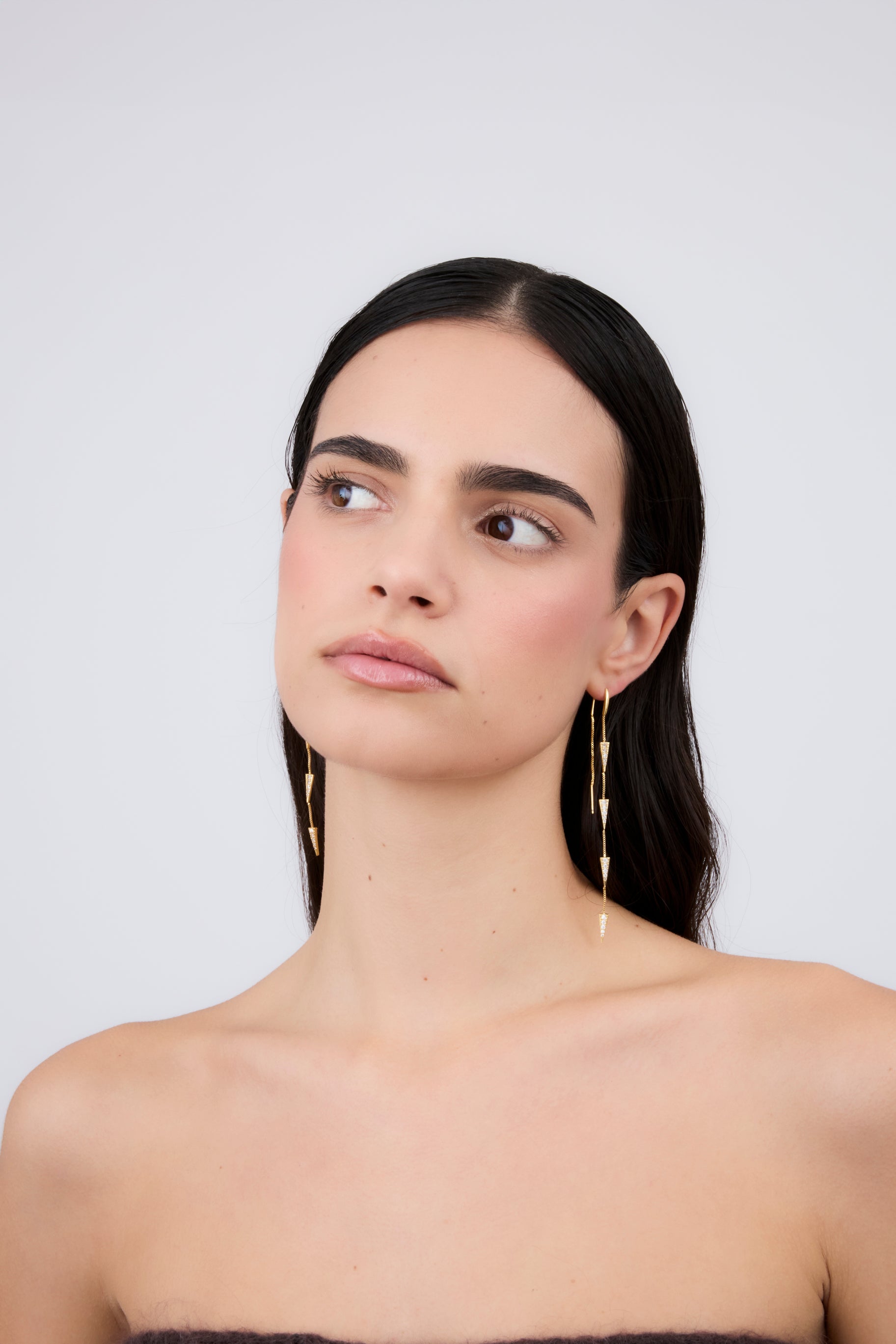 Double Chain 4 Spikes Earrings (Unit)