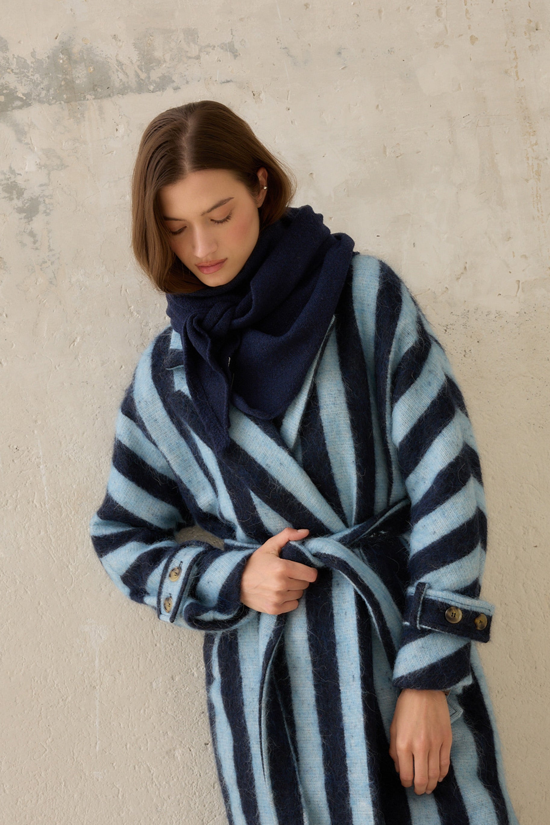 Abrigo Alpaca Rayas Azul