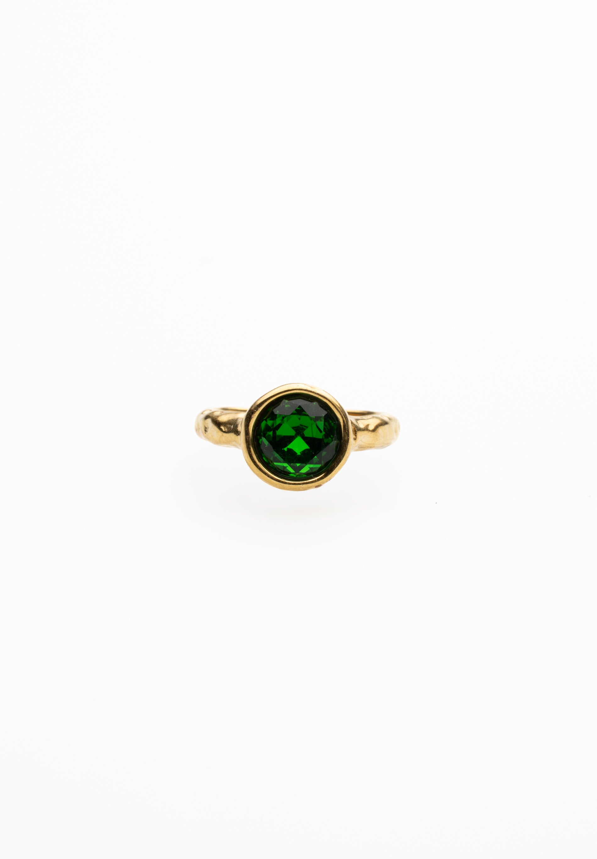 Anillo Cristal Redondo Verde