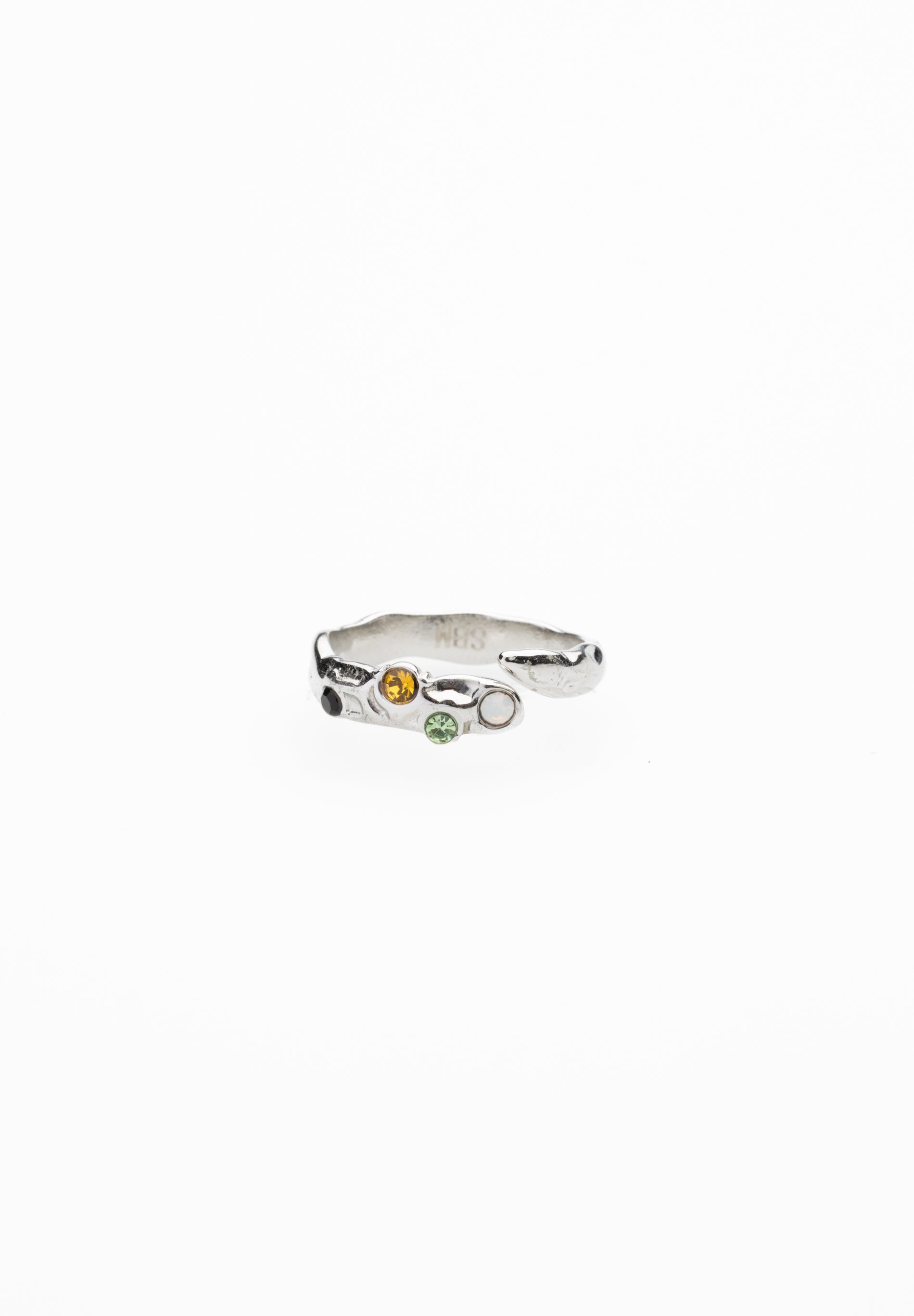 Anillo Textura Circonitas Verde y Marrón