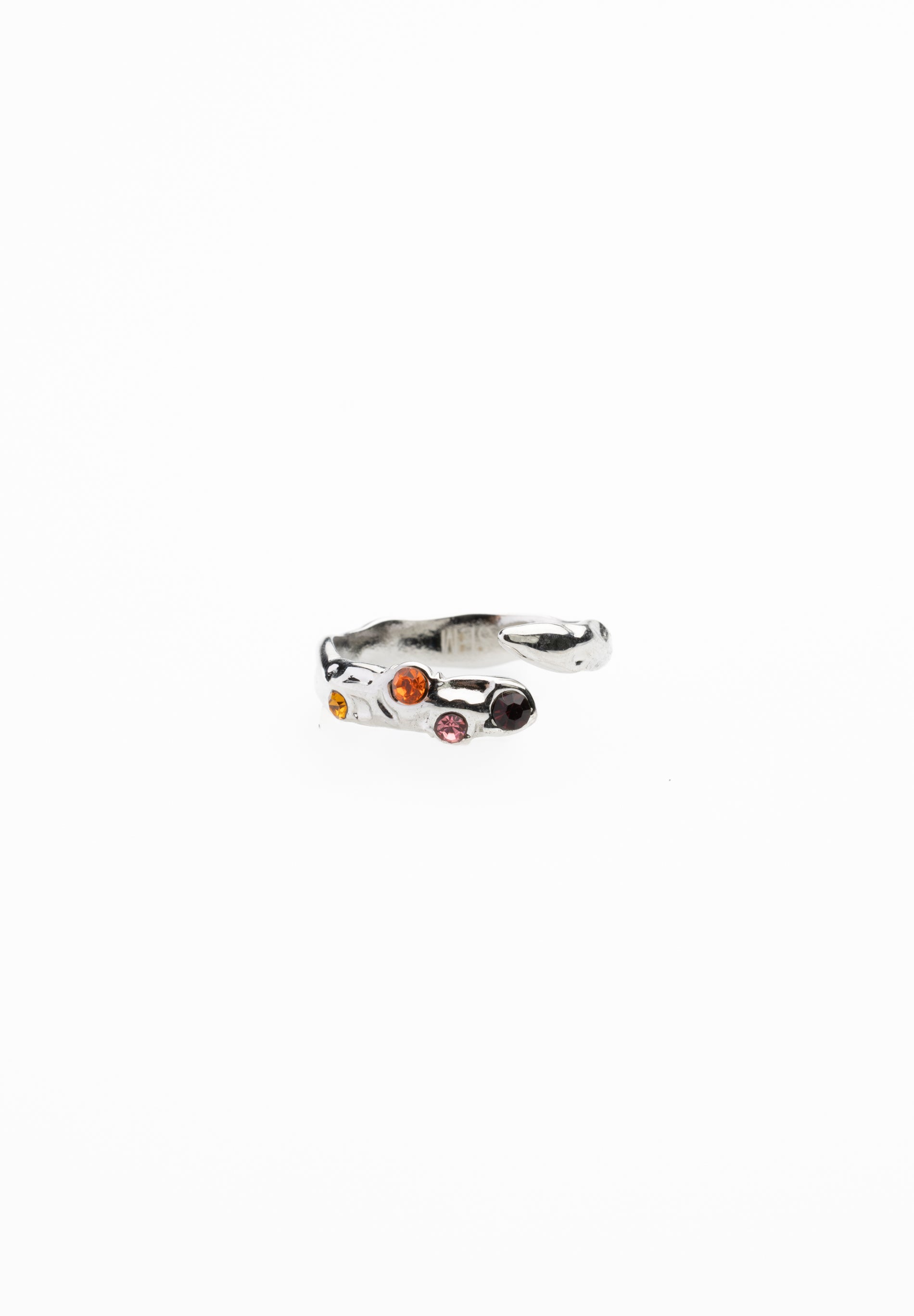 Anillo Textura Circonitas Rosa y Naranja