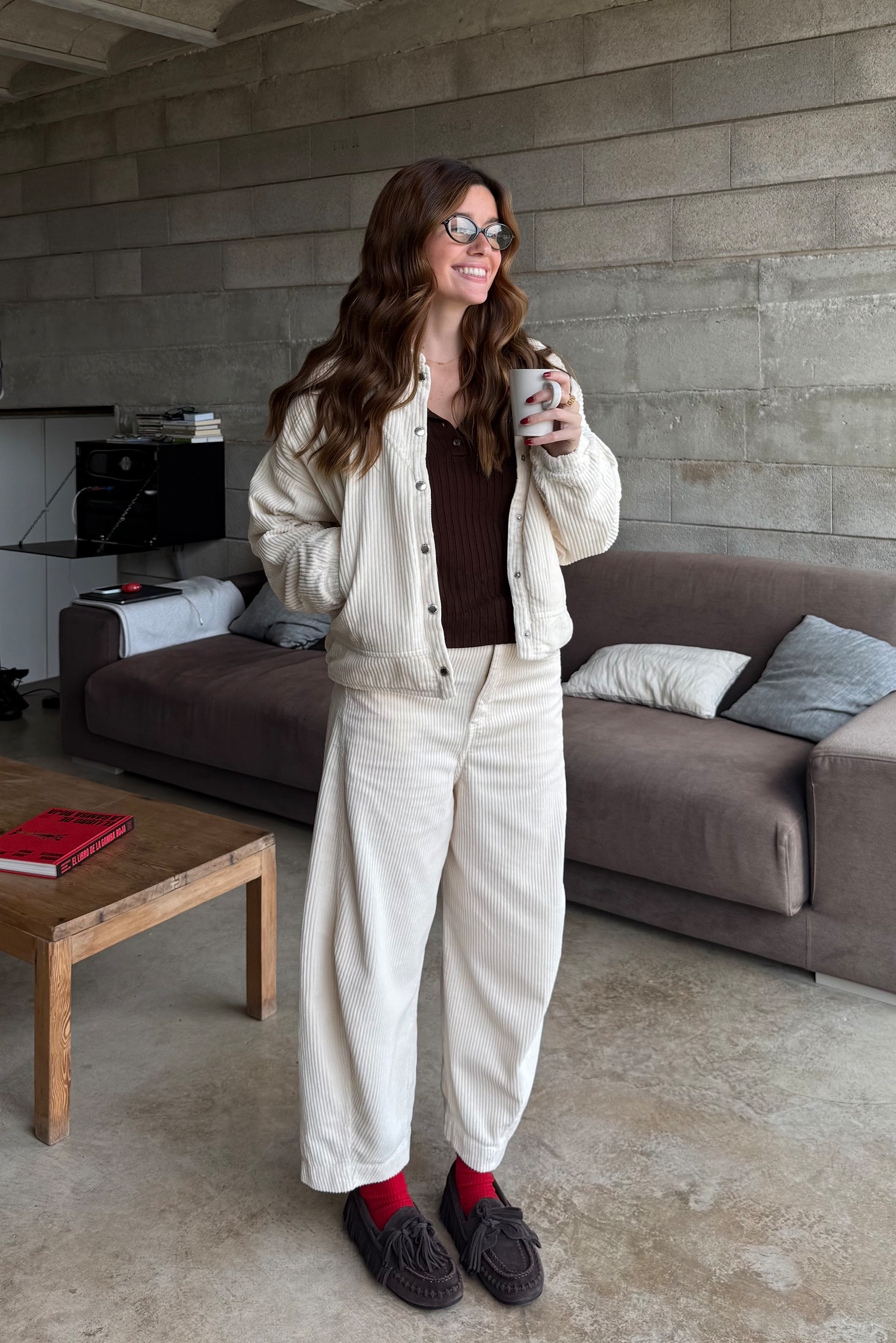 Pantalon ballon en velours côtelé brut