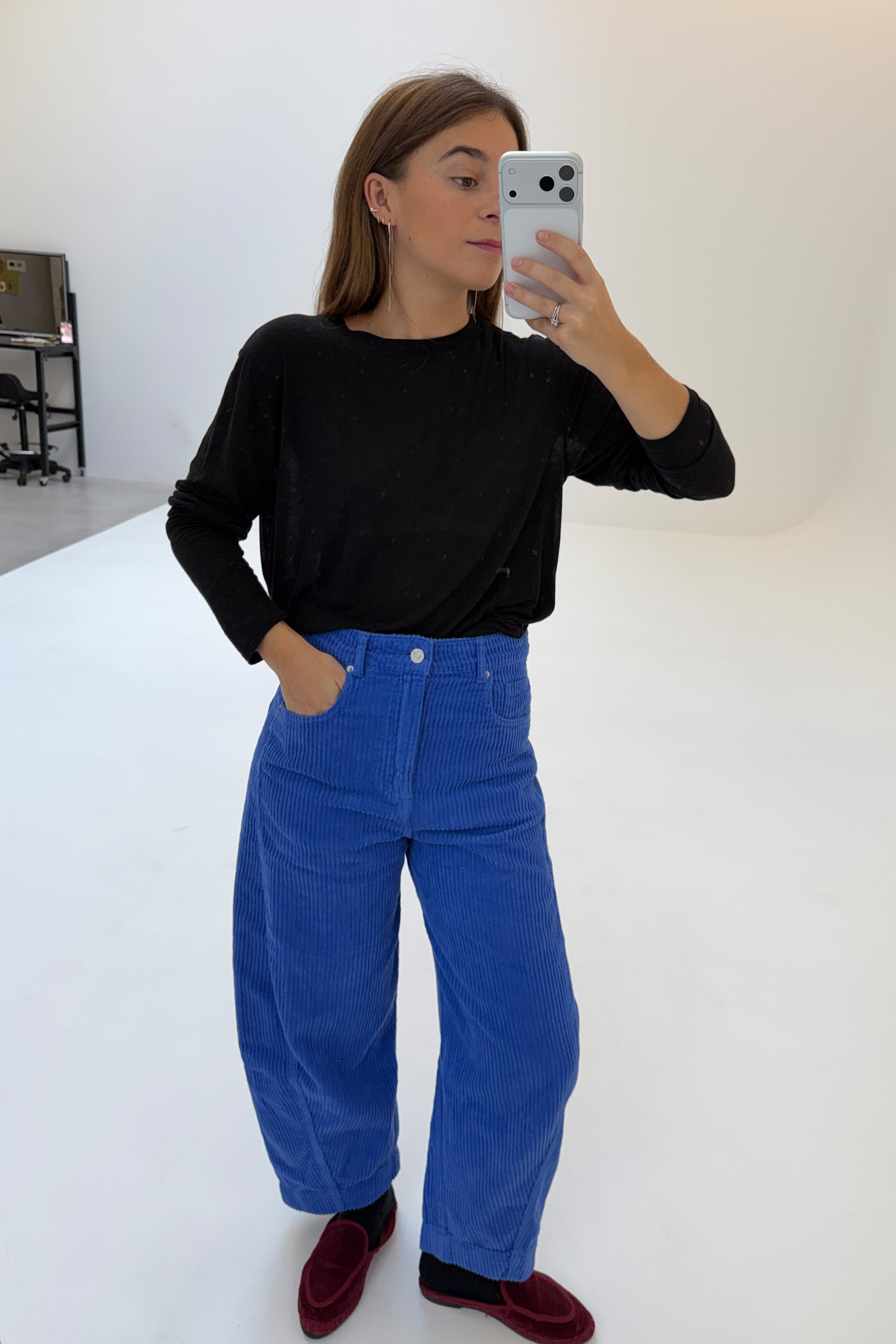 Blue Corduroy Balloon Trousers
