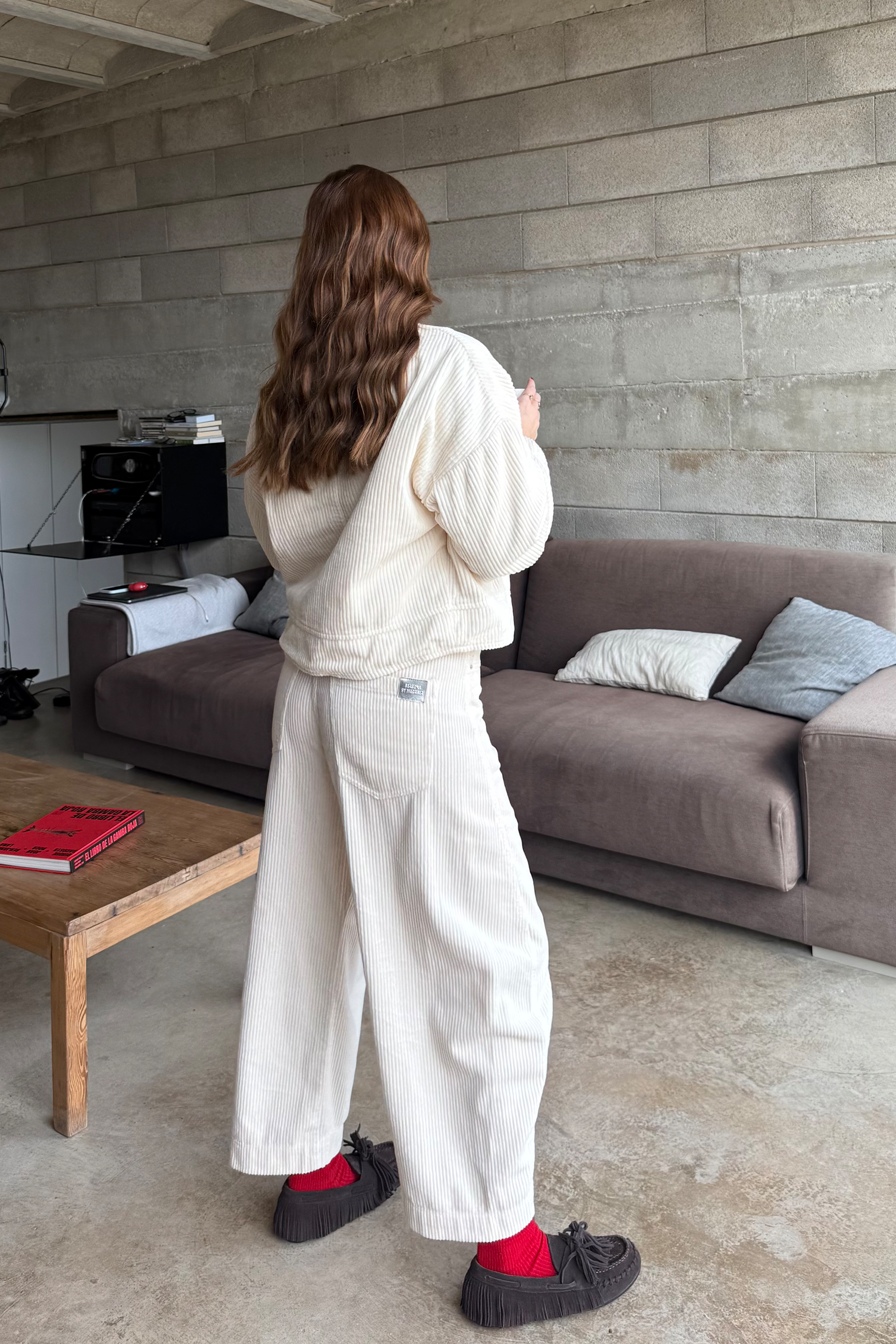 Pantalon ballon en velours côtelé brut