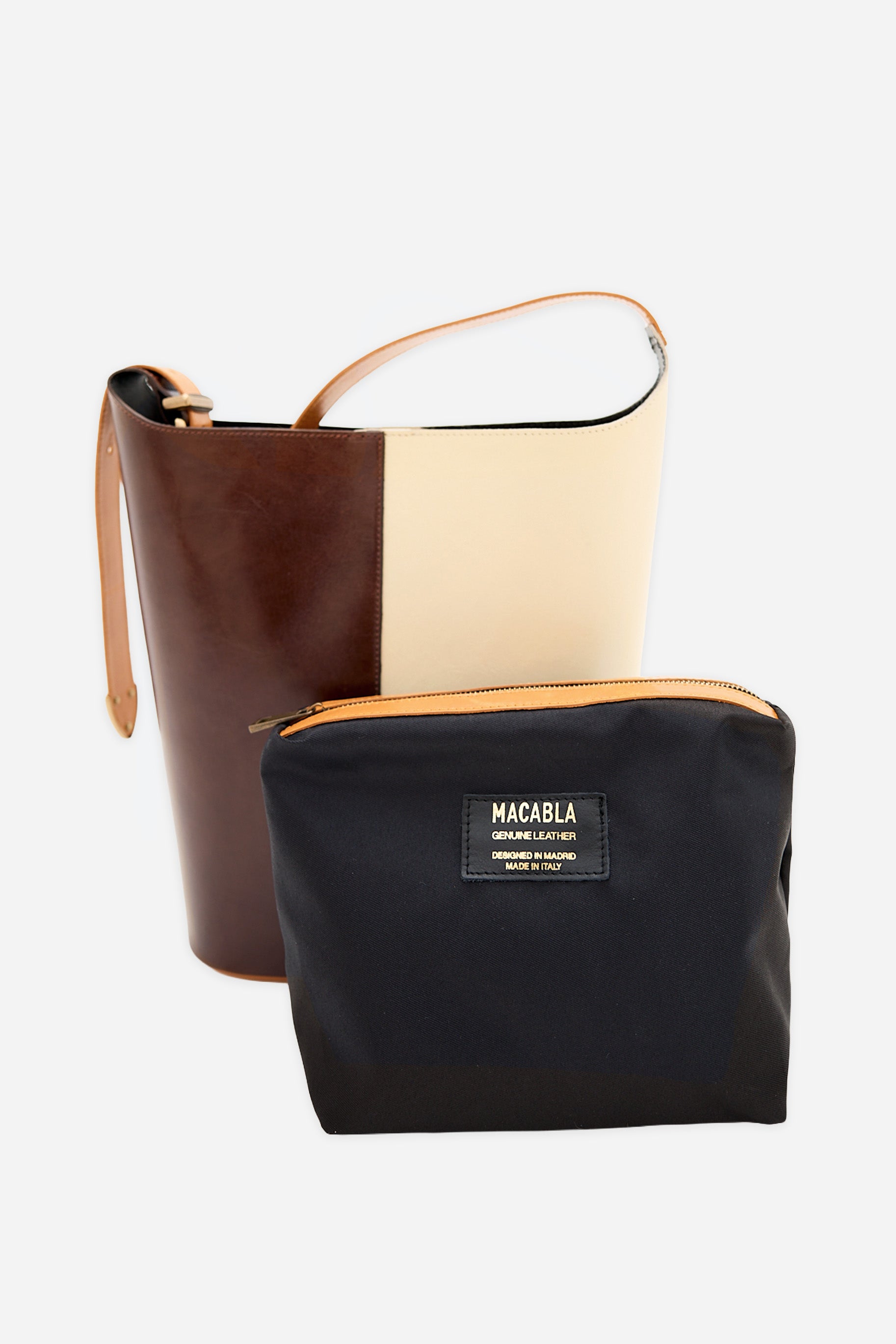 Bolso Saco Marrón y Beige