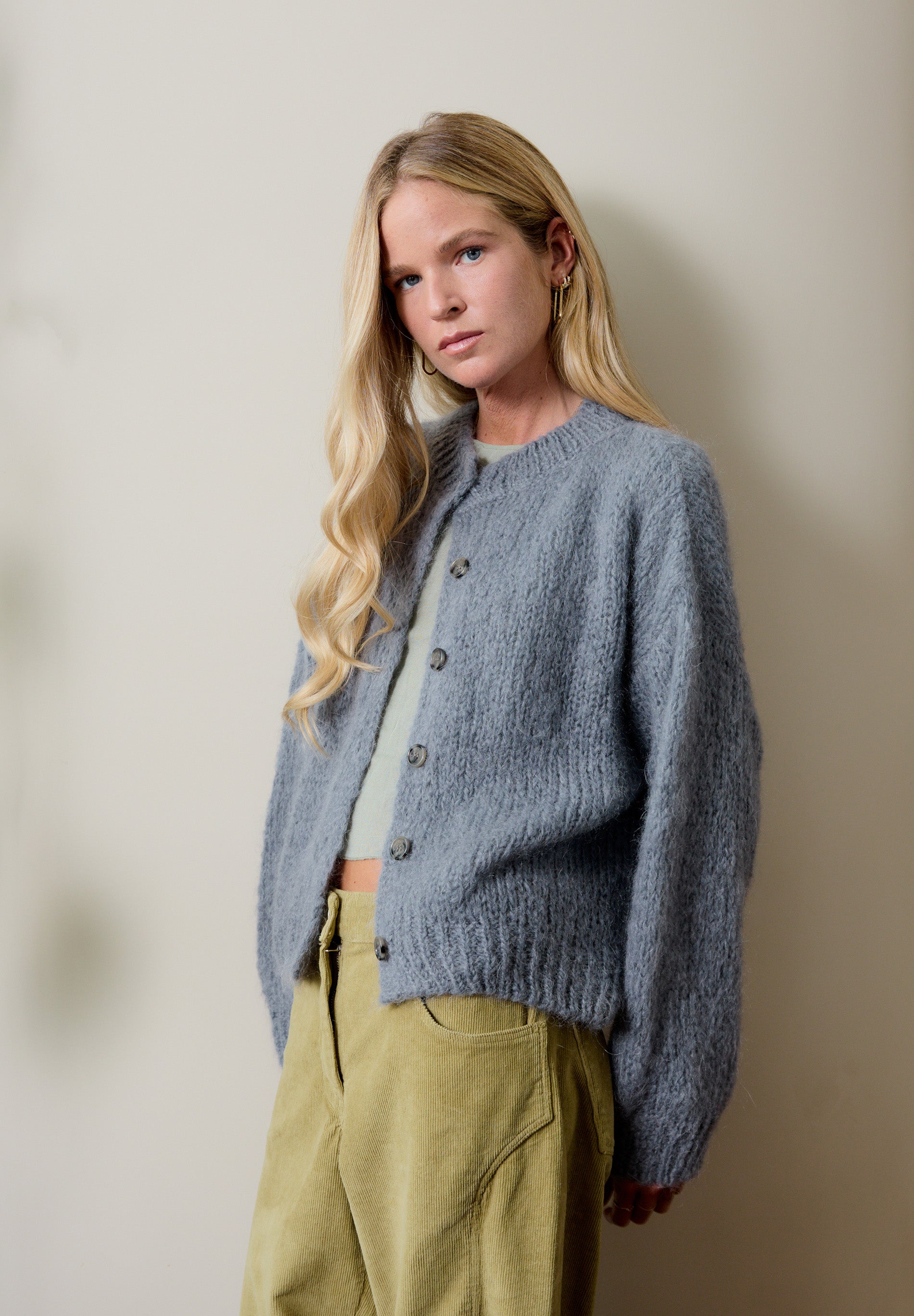 Gray Button Cardigan