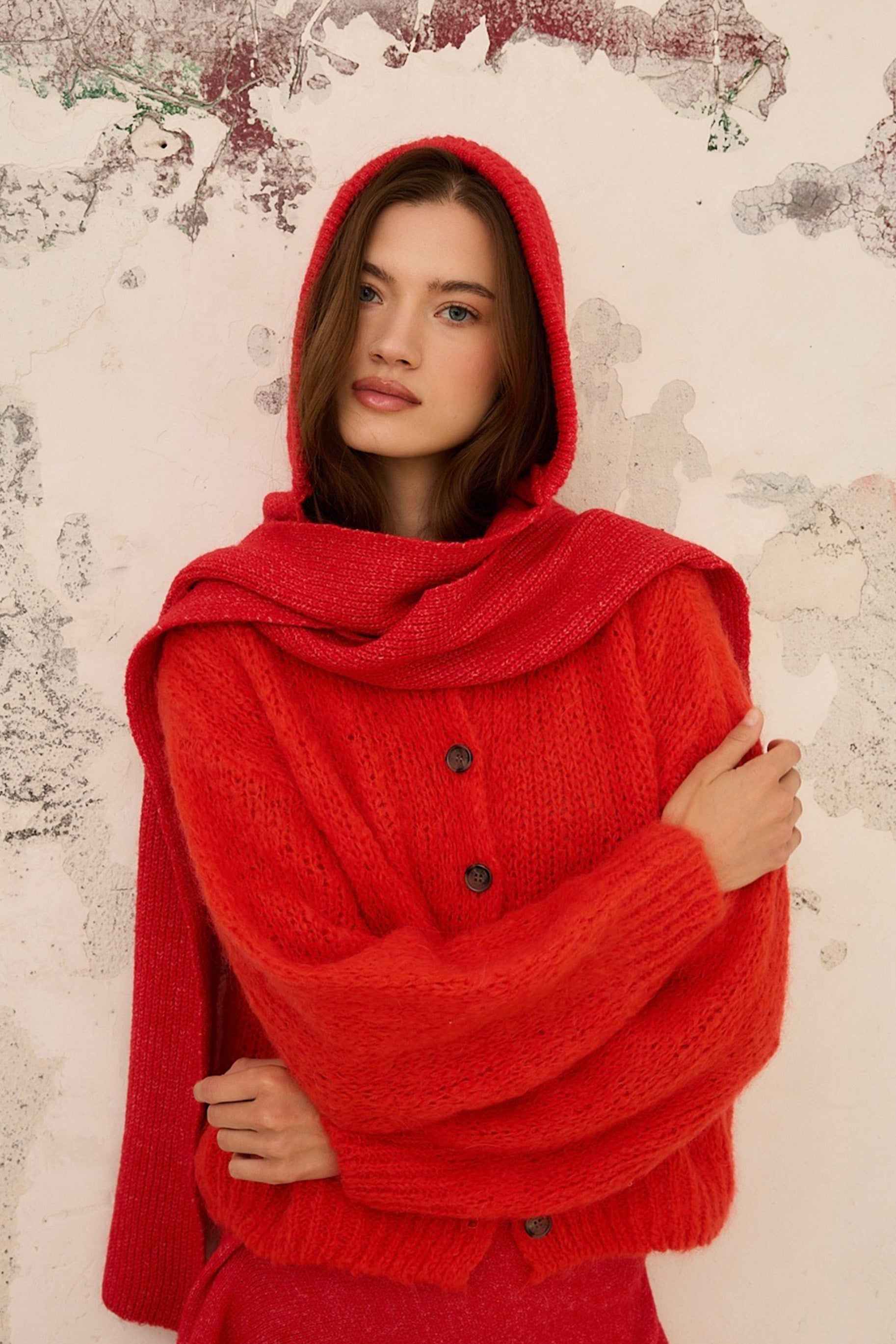 Cardigan à Boutons Rouges