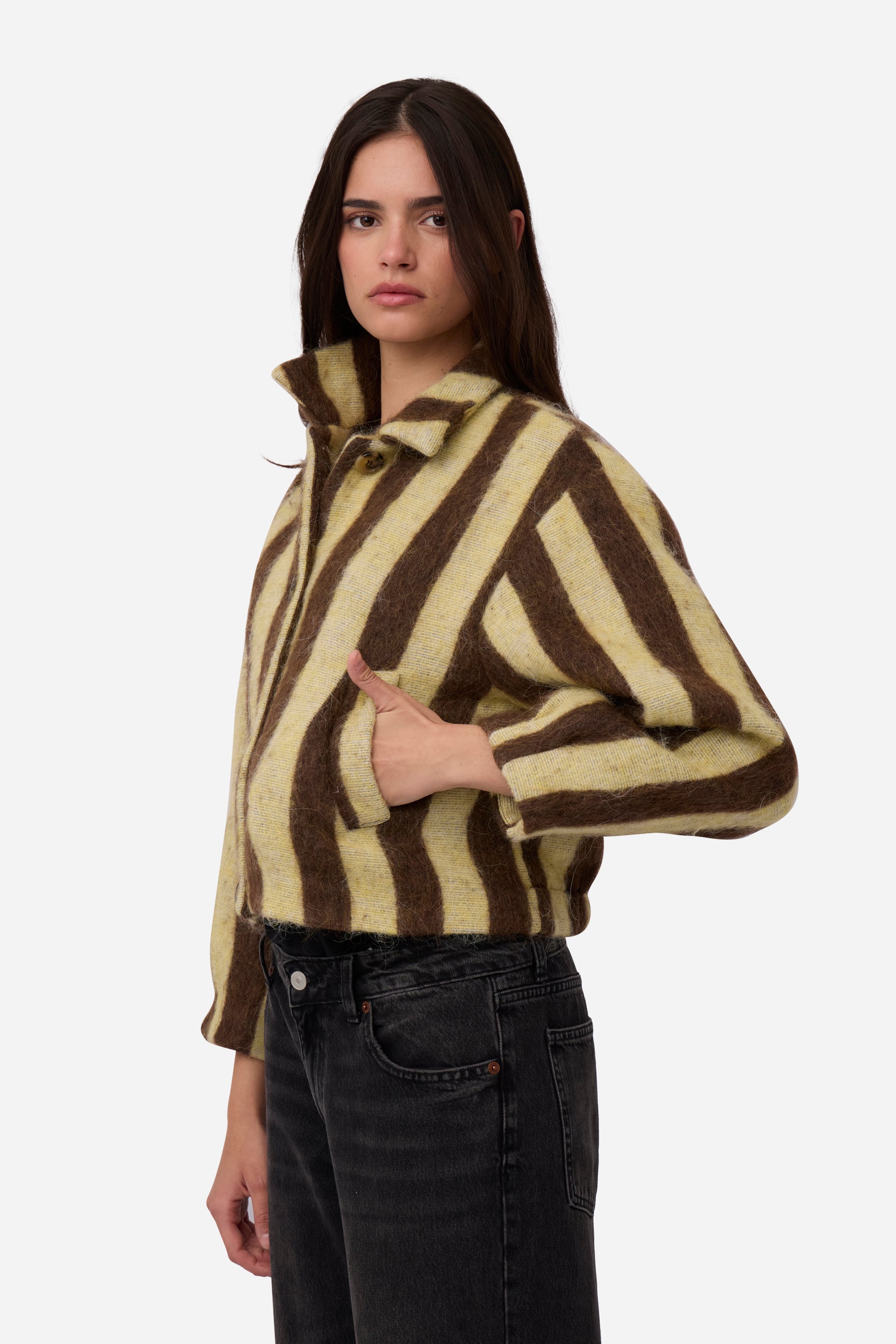 Chaqueta Alpaca Rayas Amarillo